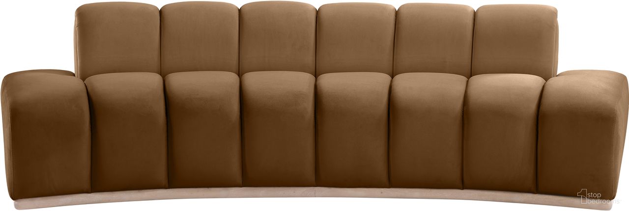 The appearance of Jace Velvet Sofa In Saddle and Natural designed by Meridian in the modern / contemporary interior design. This saddle and natural piece of furniture was selected by 1StopBedrooms from Jace Collection to add a touch of cosiness and style into your home. Sku: 44093Saddle-S. Material: Velvet.