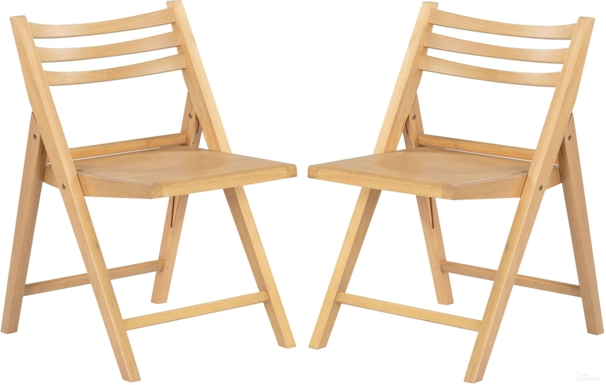 Jacie Wood Seat Folding Chair Set of 2 In Natural