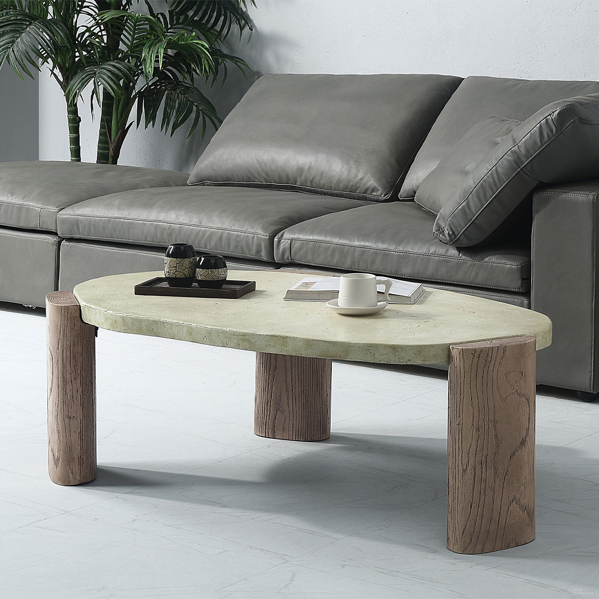 The appearance of Jacinda Coffee Table In Gray designed by ACME in the transitional interior design. This gray piece of furniture was selected by 1StopBedrooms from Jacinda Collection to add a touch of cosiness and style into your home. Sku: LV01929-1;LV01929-2. Material: Cement.