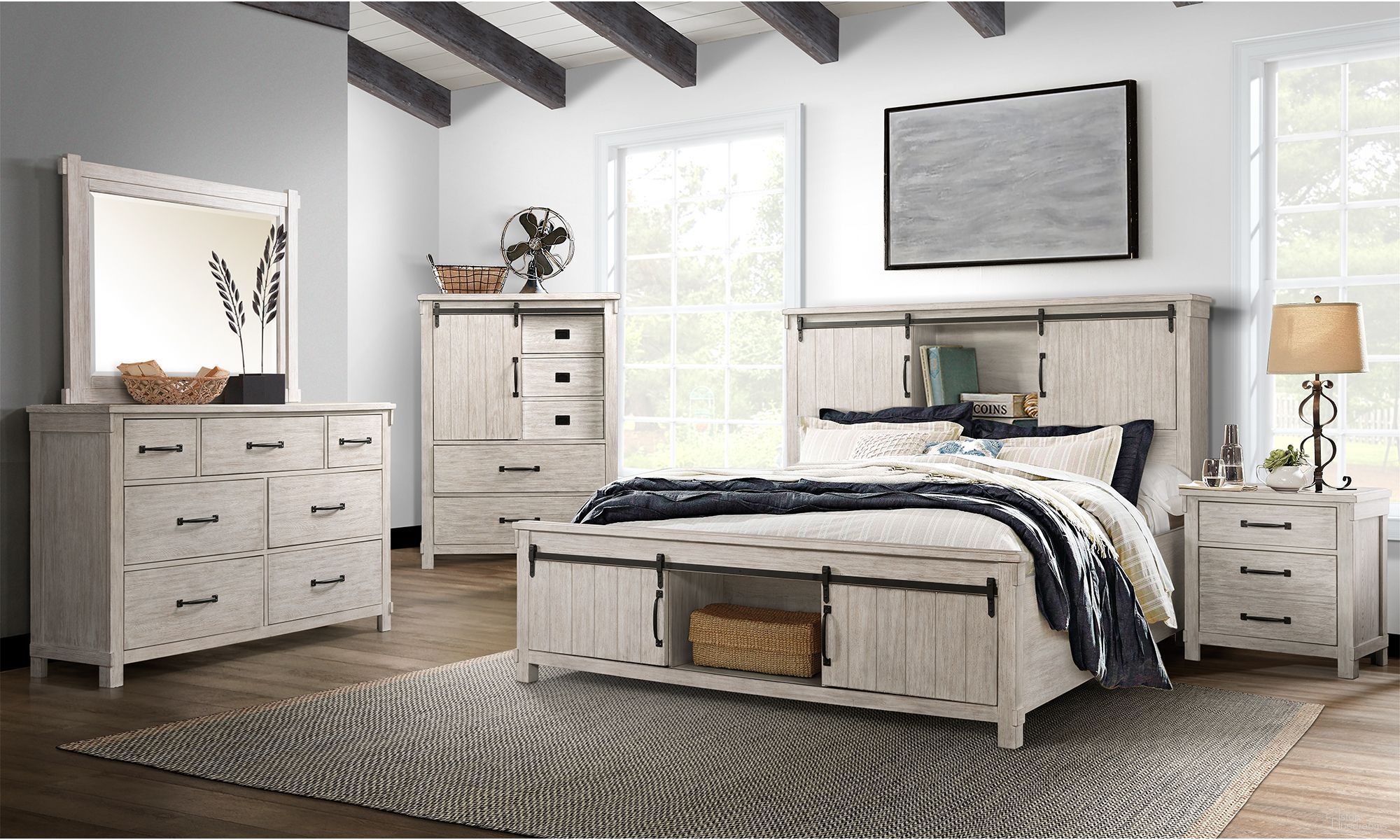 The appearance of Jack White Platform Storage Bedroom Set designed by Picket House in the rustic / southwestern interior design. This cream piece of furniture was selected by 1StopBedrooms from Jack Collection to add a touch of cosiness and style into your home. Sku: SC670QH;SC670QF;SC670QKR;SC600NS. Bed Type: Storage Bed. Bed Size: Queen. Material: Rubberwood.