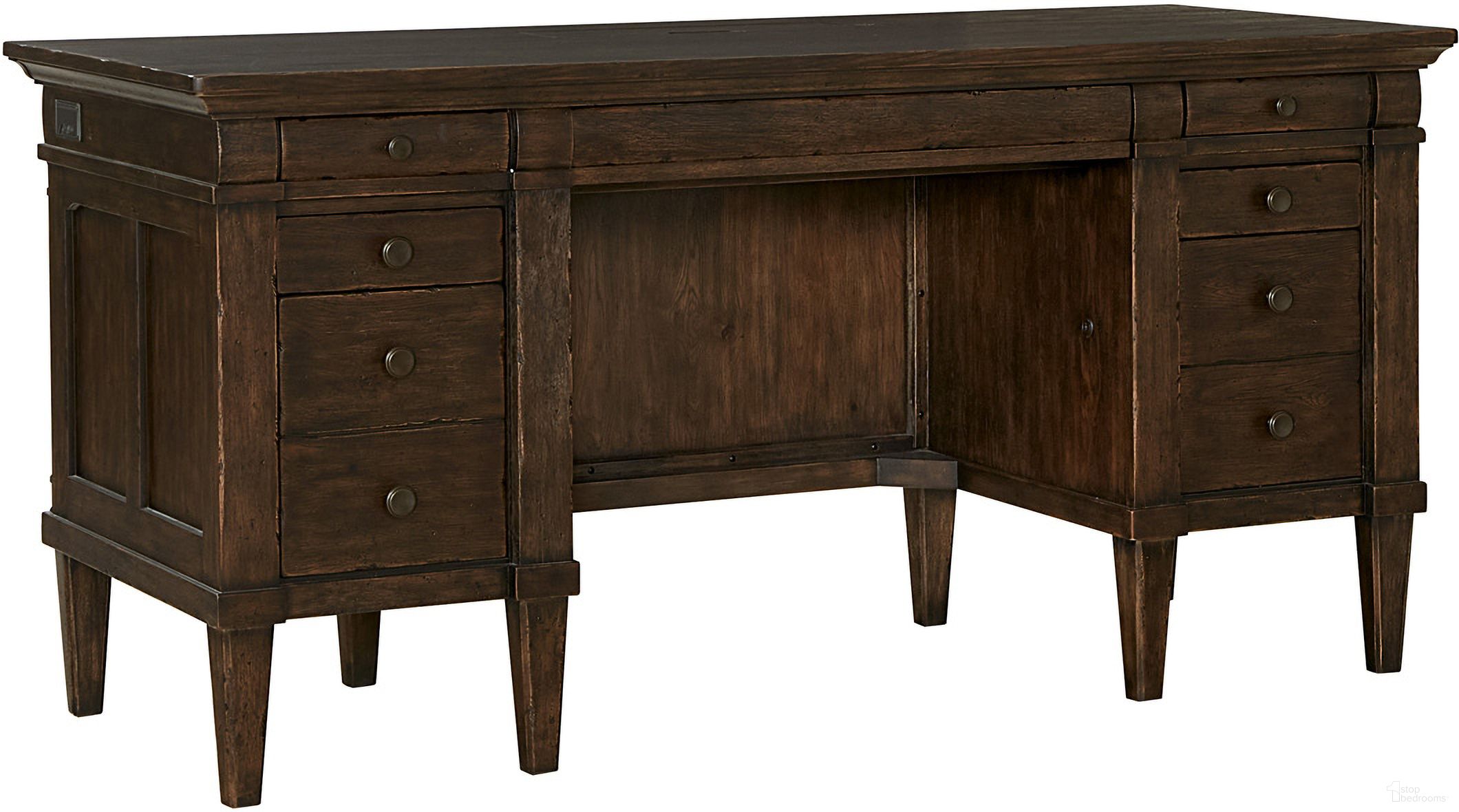 The appearance of Jackson 62 Inch Executive Desk In Turkish Coffee designed by Aspenhome in the traditional interior design. This coffee piece of furniture was selected by 1StopBedrooms from Jackson Collection to add a touch of cosiness and style into your home. Sku: I3184-304. Material: Wood.