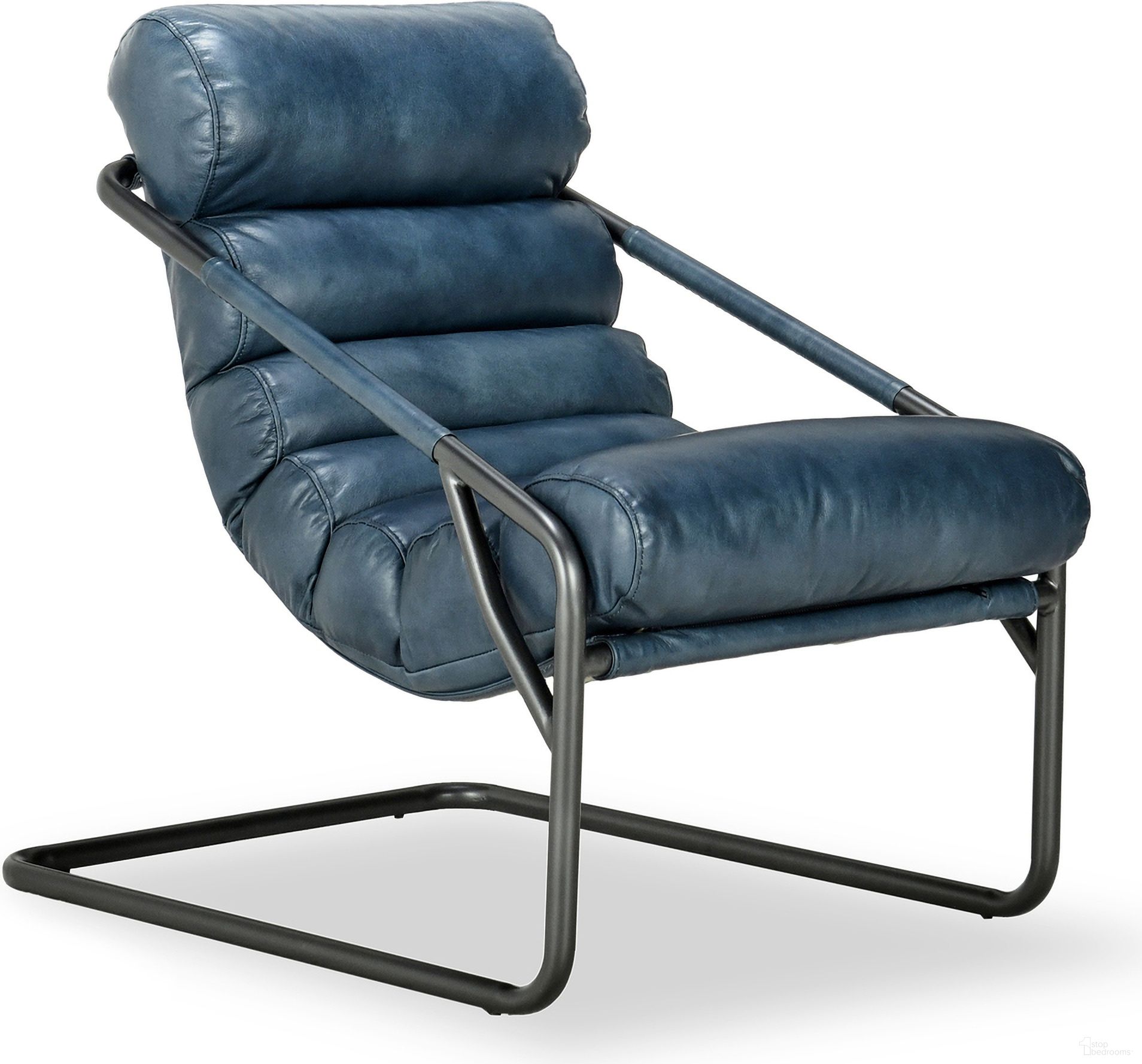 The appearance of Jackson Accent Chair In Ocean Blue designed by Classic Home in the transitional interior design. This ocean blue piece of furniture was selected by 1StopBedrooms from Jackson Collection to add a touch of cosiness and style into your home. Sku: 53004288. Material: Top Grain Leather.