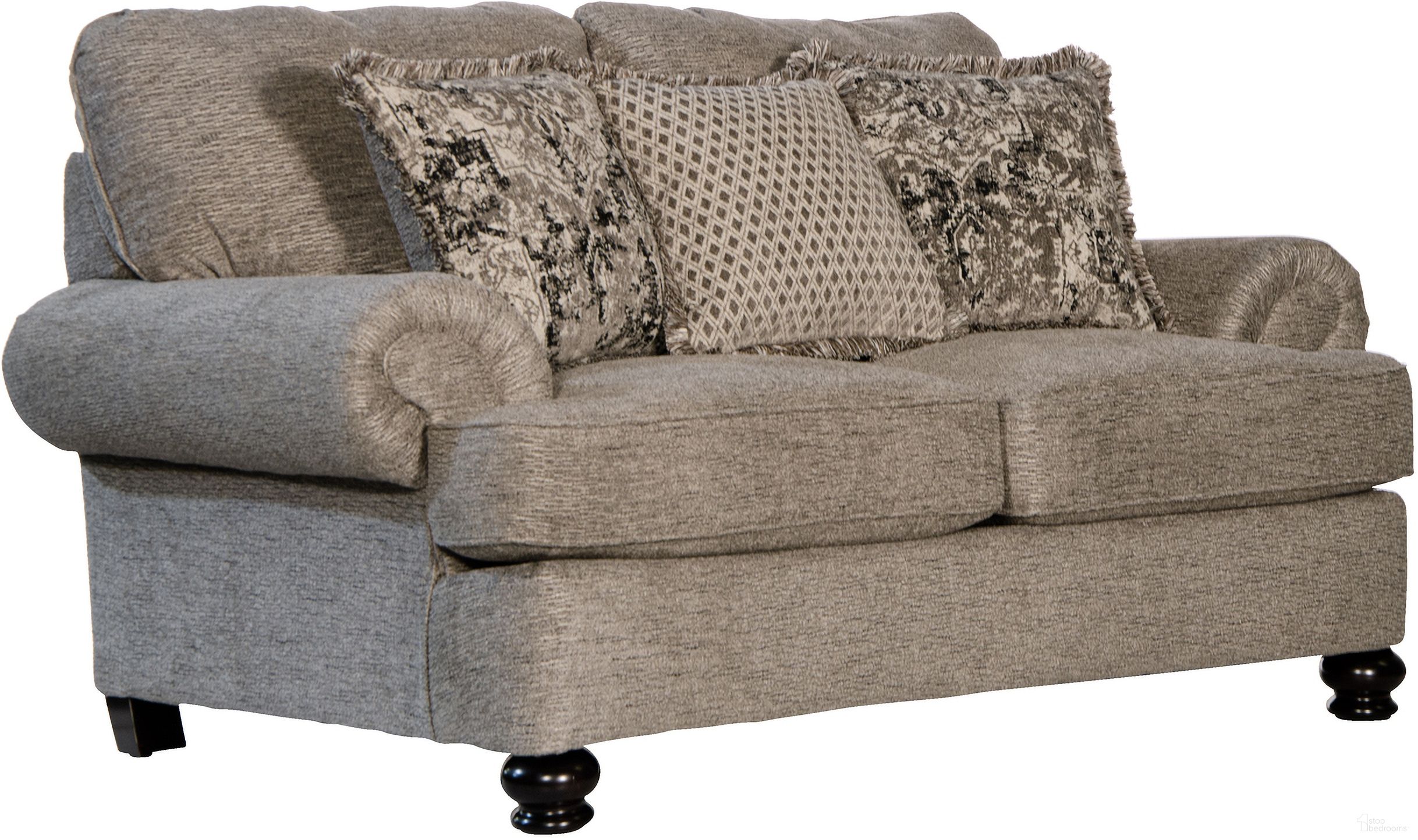 The appearance of Jackson Freemont Loveseat designed by Jackson in the traditional interior design. This pewter piece of furniture was selected by 1StopBedrooms from Freemont Collection to add a touch of cosiness and style into your home. Sku: 444702291318291448. Material: Polyester.
