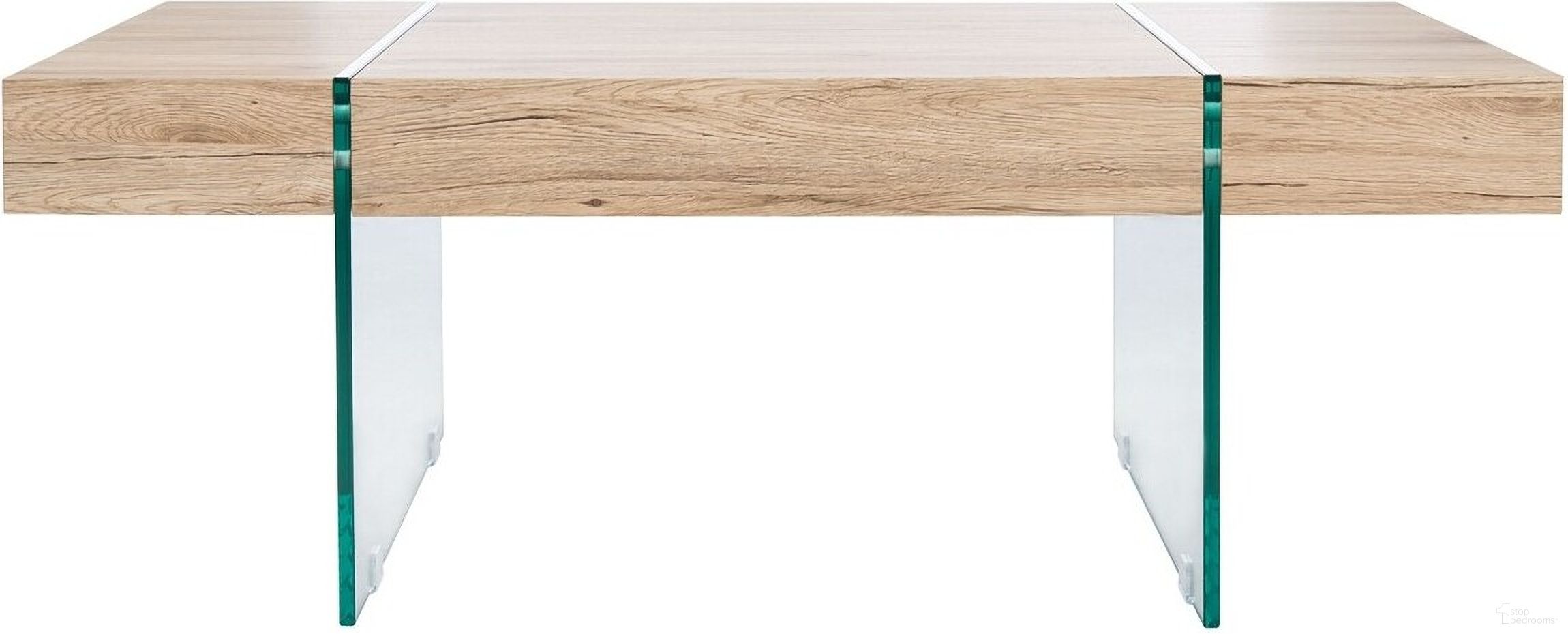 The appearance of Jacob Rectangular Glass Leg Modern Coffee Table in Natural designed by Safavieh in the modern / contemporary interior design. This natural piece of furniture was selected by 1StopBedrooms from Jacob Collection to add a touch of cosiness and style into your home. Sku: COF7001C. Material: Wood.