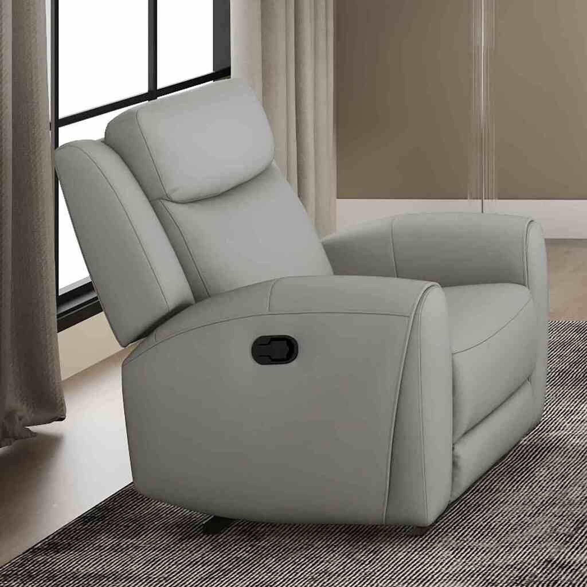 The appearance of Jacobus Recliner In Light Gray designed by Furniture of America in the transitional interior design. This light gray piece of furniture was selected by 1StopBedrooms from Jacobus Collection to add a touch of cosiness and style into your home. Sku: CM9986LG-CH-M. Material: Top Grain Leather.