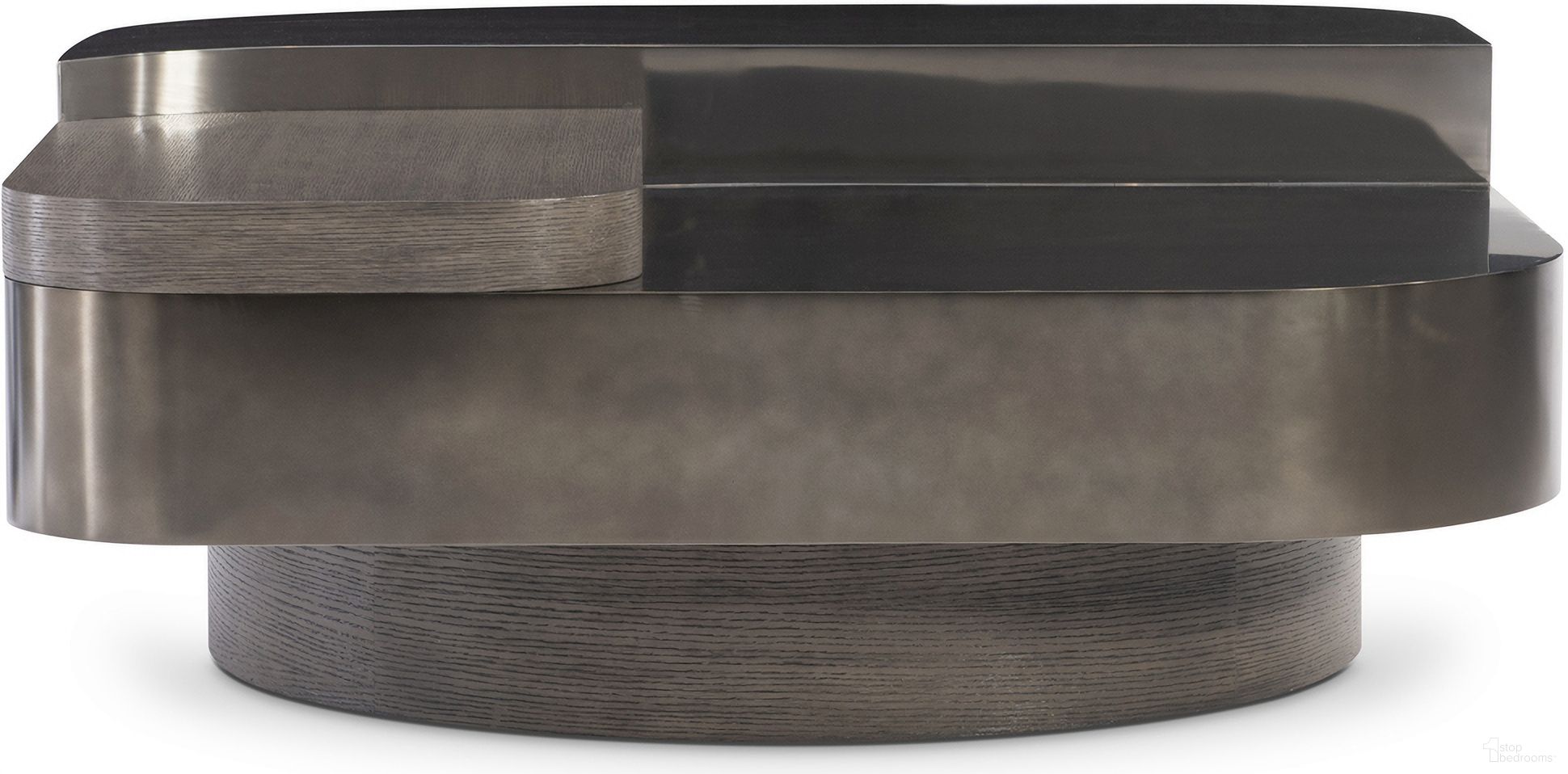 The appearance of Jacopo Cocktail Table In Bronze designed by Bernhardt in the modern / contemporary interior design. This bronze piece of furniture  was selected by 1StopBedrooms from Jacopo Collection to add a touch of cosiness and style into your home. Sku: 332022. Material: Stainless Steel.