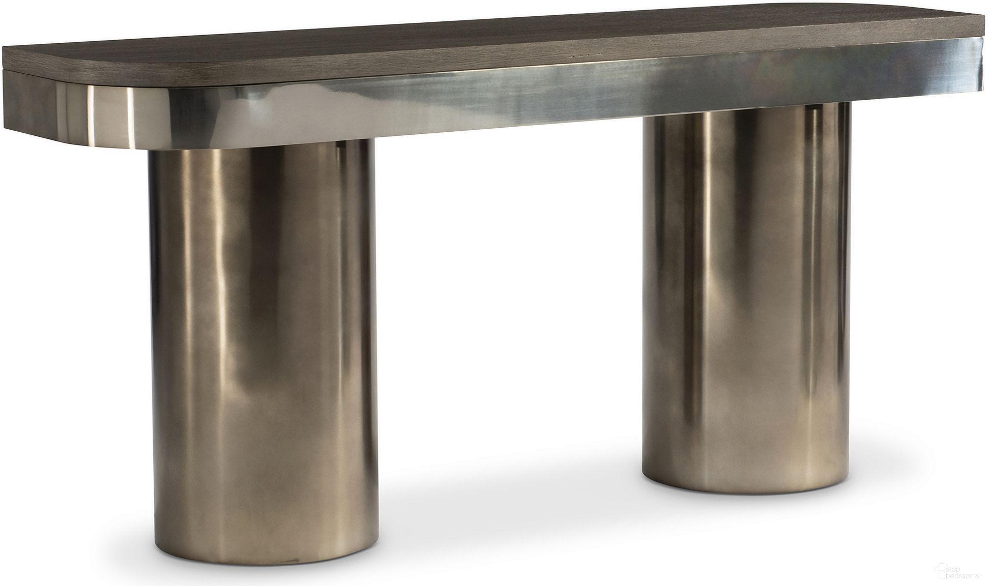 The appearance of Jacopo Console Table In Bronze designed by Bernhardt in the modern / contemporary interior design. This bronze piece of furniture  was selected by 1StopBedrooms from Jacopo Collection to add a touch of cosiness and style into your home. Sku: 332912. Material: Bronze.