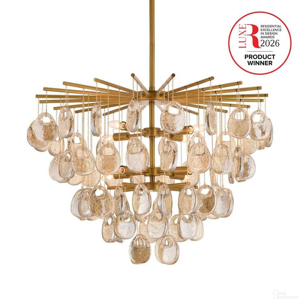 The appearance of Jacqueline Chandelier In Amber designed by Arteriors in the interior design. This amber piece of furniture was selected by 1StopBedrooms from Jacqueline Collection to add a touch of cosiness and style into your home. Sku: DMC33. Material: Glass.