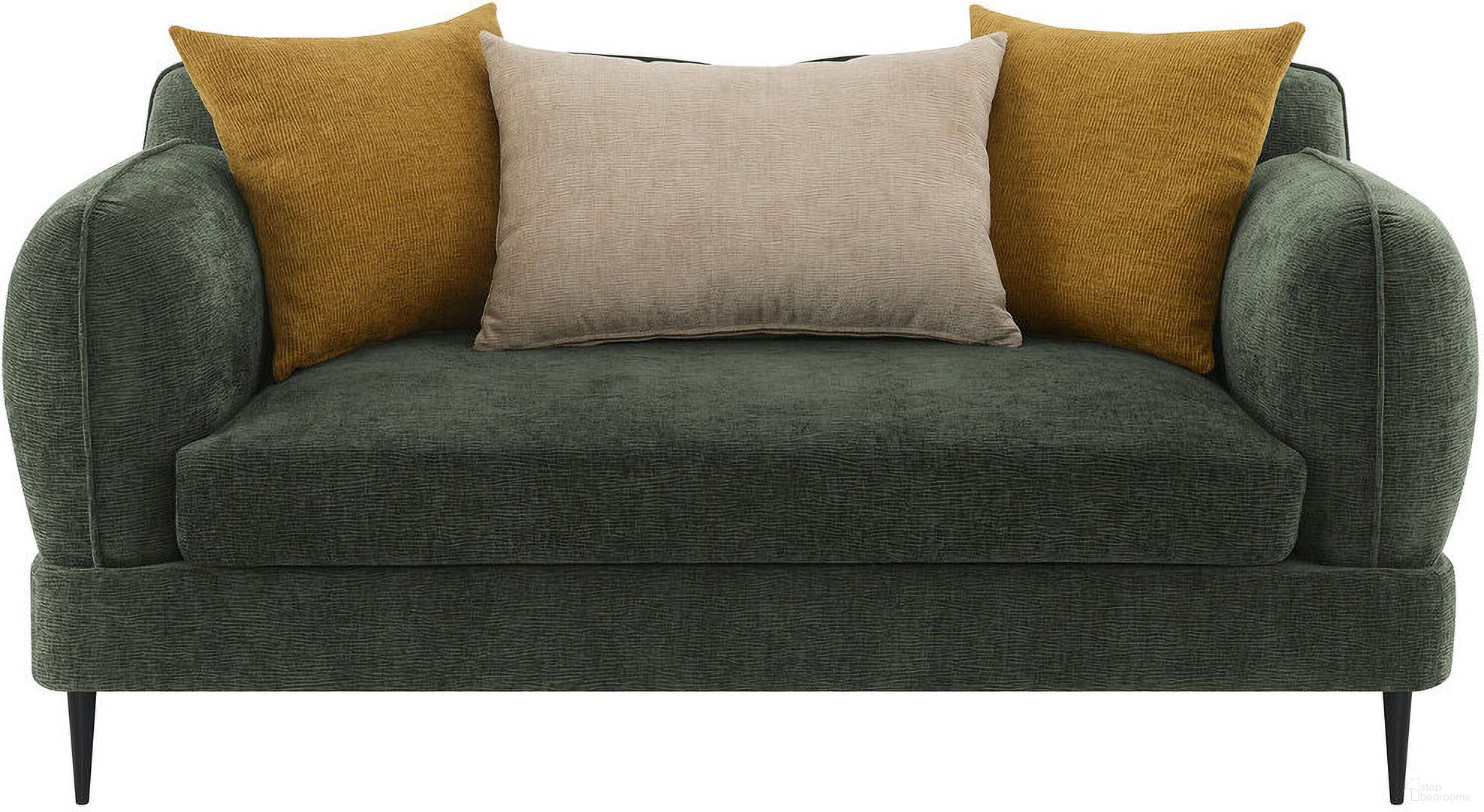 The appearance of Jade Chenille Upholstered Modern Track Arm Loveseat In Green designed by Coaster in the modern / contemporary interior design. This green piece of furniture was selected by 1StopBedrooms from Jade Collection to add a touch of cosiness and style into your home. Sku: 509132. Material: Polyester.