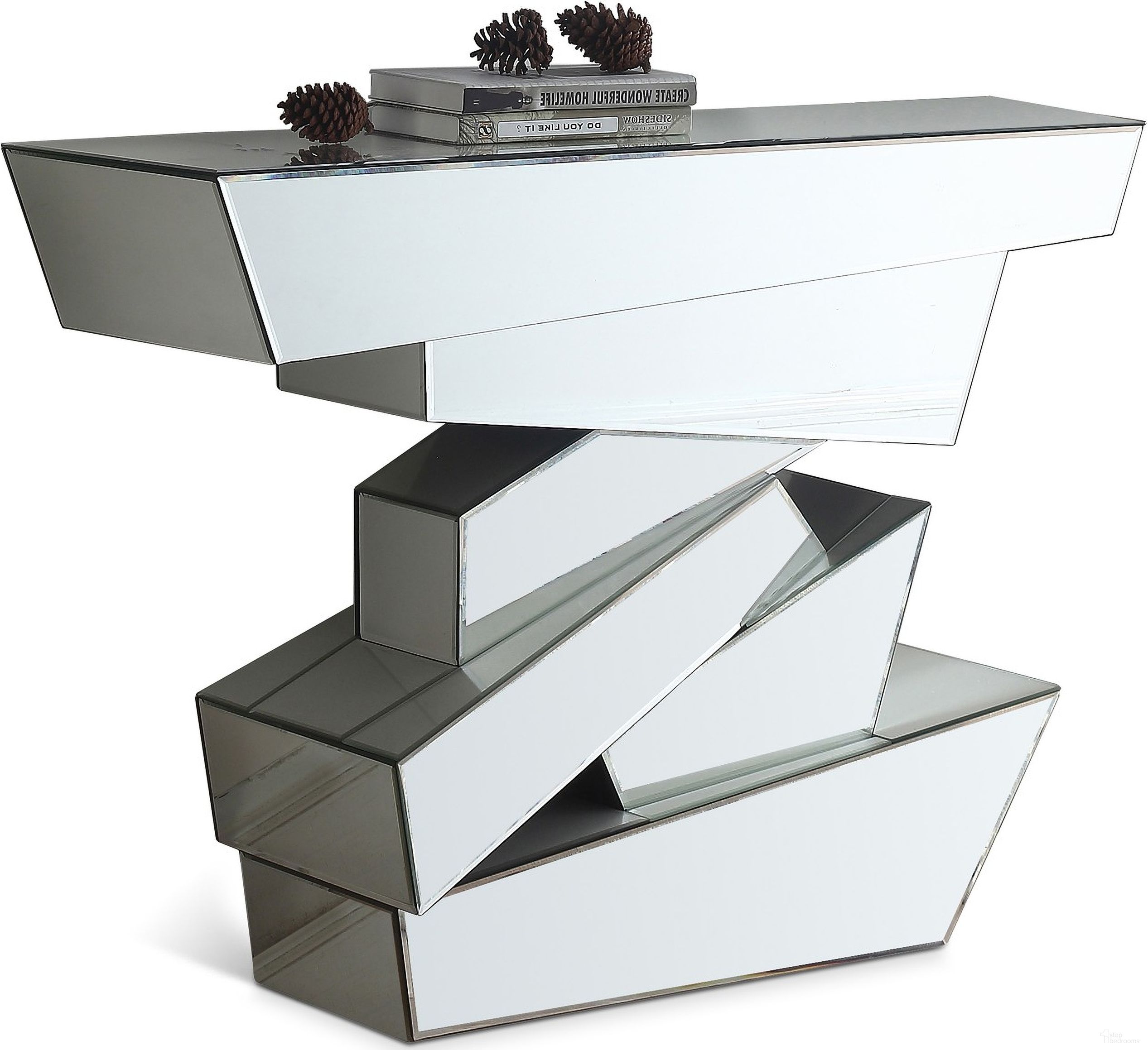 The appearance of Jade Console Table In Chrome designed by Meridian in the modern / contemporary interior design. This chrome piece of furniture was selected by 1StopBedrooms from Jade Collection to add a touch of cosiness and style into your home. Sku: 410-T. Material: Wood.