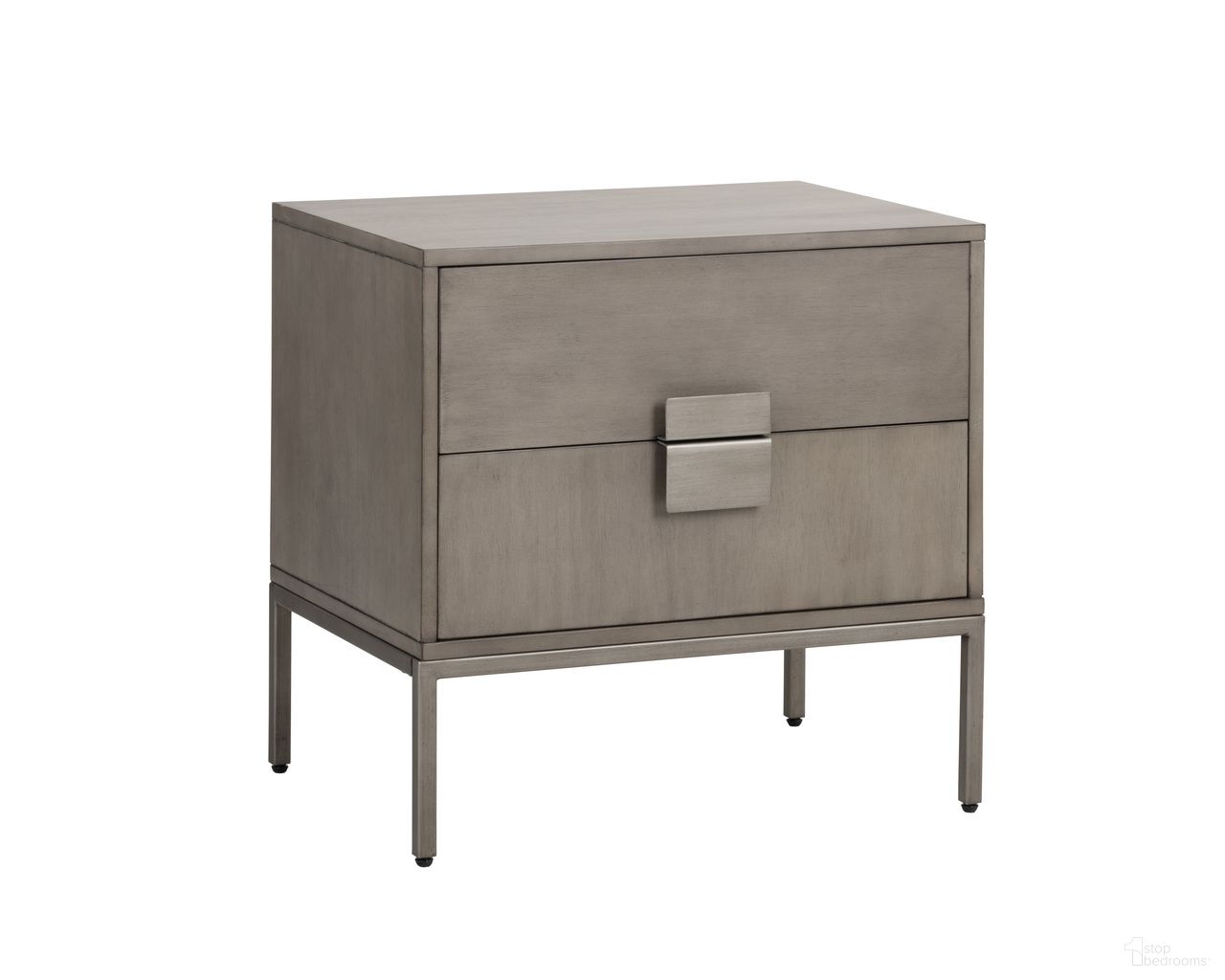 Jade Nightstand In Antique Silver and Ash Grey