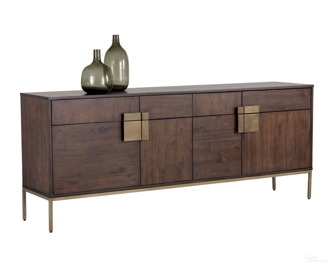 Jade Sideboard In Antique Brass and Dark Mango
