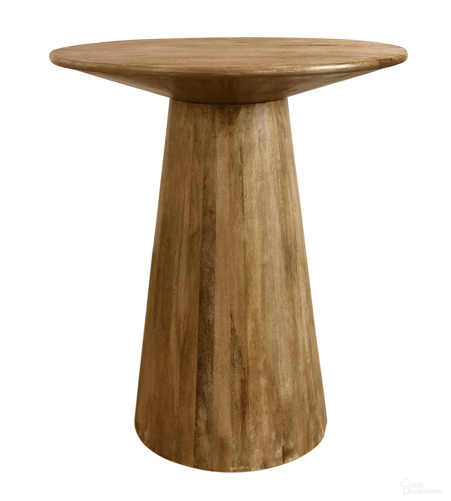 The appearance of Jaden Round Counter Table designed by Moti in the transitional interior design. This natural piece of furniture was selected by 1StopBedrooms from Jaden Collection to add a touch of cosiness and style into your home. Sku: 59006052. Table Base Style: Pedestal. Table Top Shape: Round. Size: 36". Material: Mango Wood.