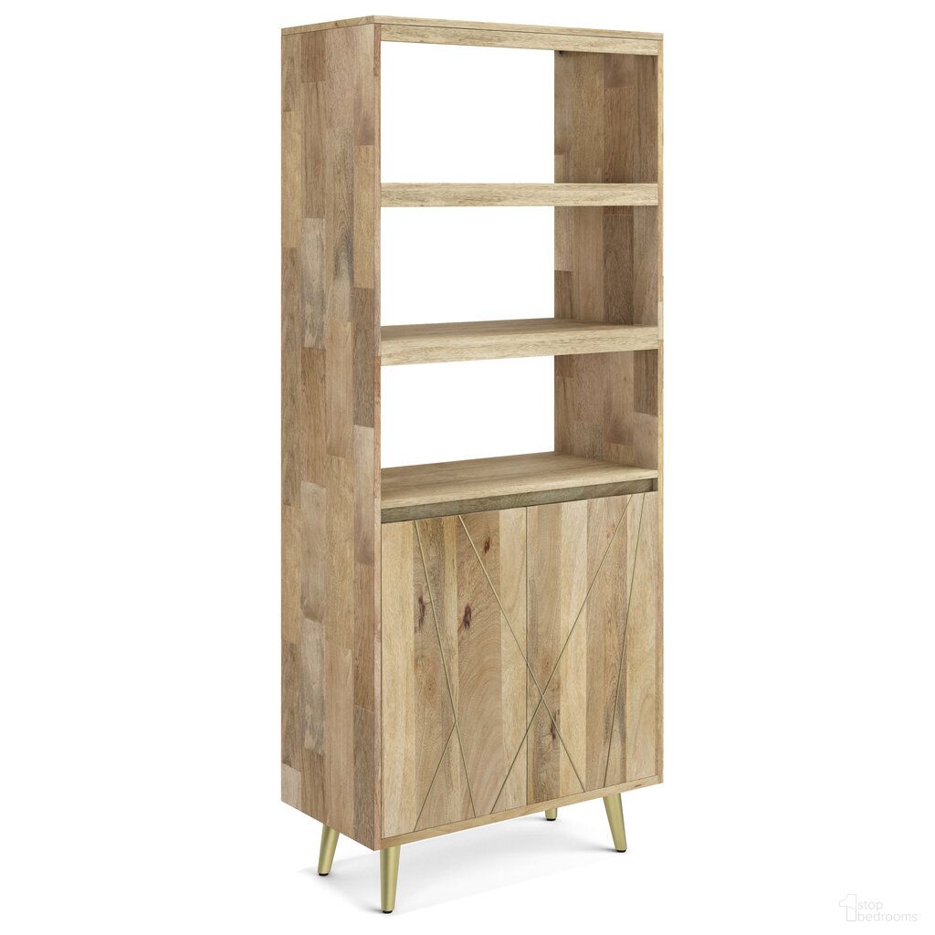 The appearance of Jager Solid Mango Wood Bookshelf with Doors In Natural designed by Simpli Home in the modern / contemporary interior design. This natural piece of furniture was selected by 1StopBedrooms from Jager Collection to add a touch of cosiness and style into your home. Sku: AXCJAG-09-N. Material: Mango Wood.