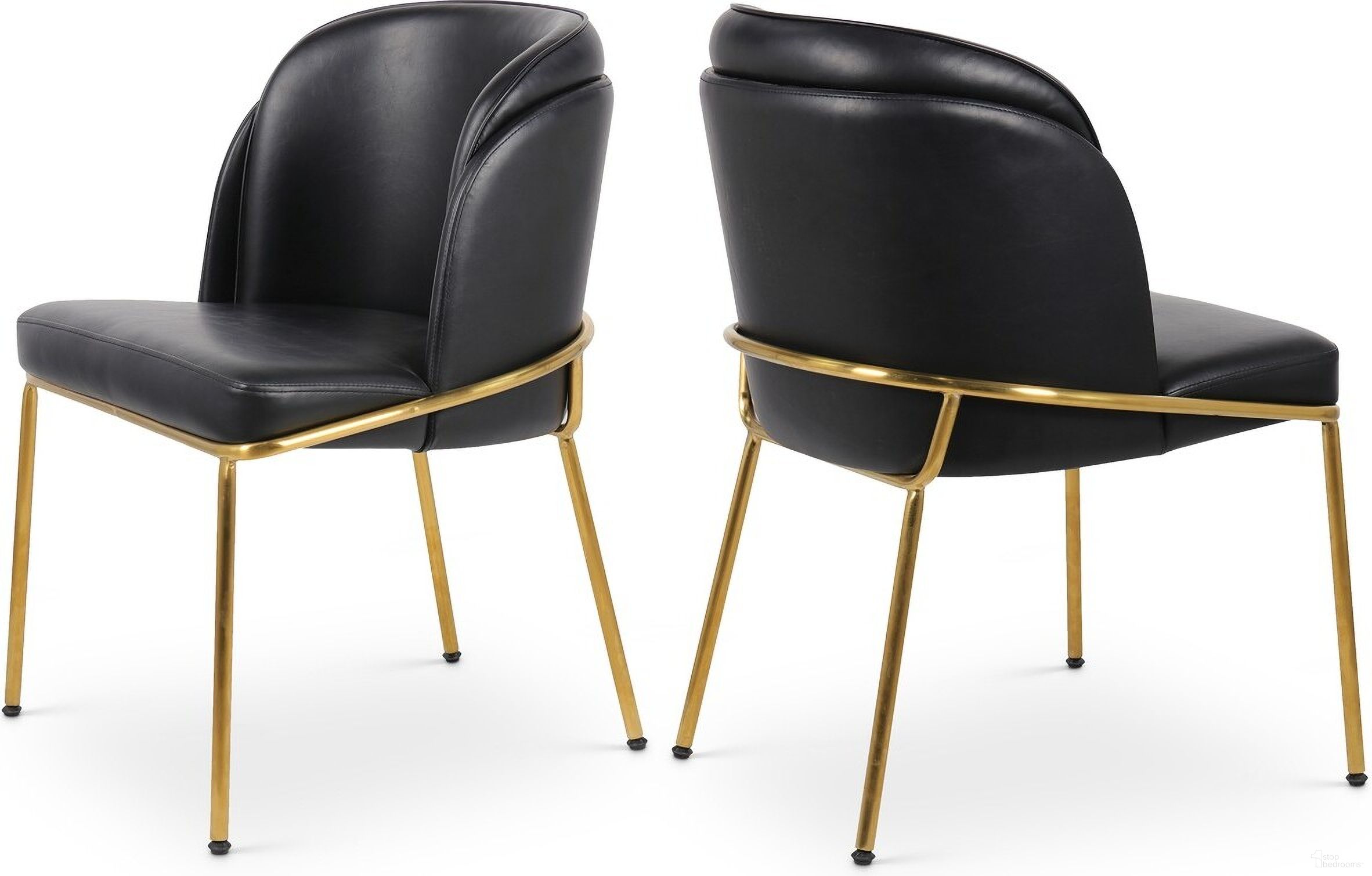 The appearance of Jagger Vegan Leather Dining Chair Set of 2 In Black and Gold designed by Meridian in the modern / contemporary interior design. This black piece of furniture was selected by 1StopBedrooms from Jagger Collection to add a touch of cosiness and style into your home. Sku: 882Black-C. Material: Wood. Chair Type: Side Chair.