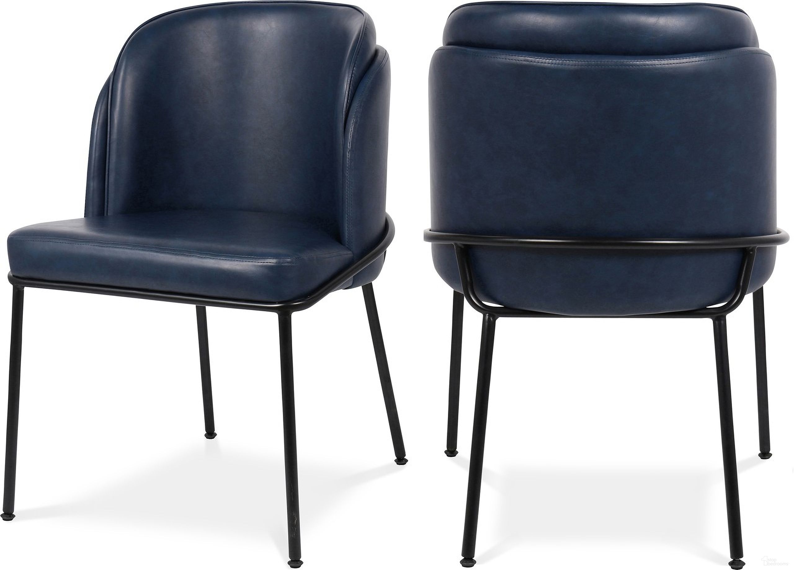 The appearance of Jagger Vegan Leather Dining Chair Set of 2 In Navy and Matte Black designed by Meridian in the modern / contemporary interior design. This navy piece of furniture was selected by 1StopBedrooms from Jagger Collection to add a touch of cosiness and style into your home. Sku: 883Navy-C. Material: Wood. Chair Type: Side Chair.