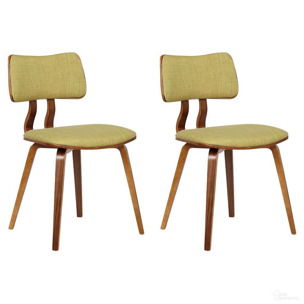 Jaguar Dining Chair Set of 2 In Walnut and Green