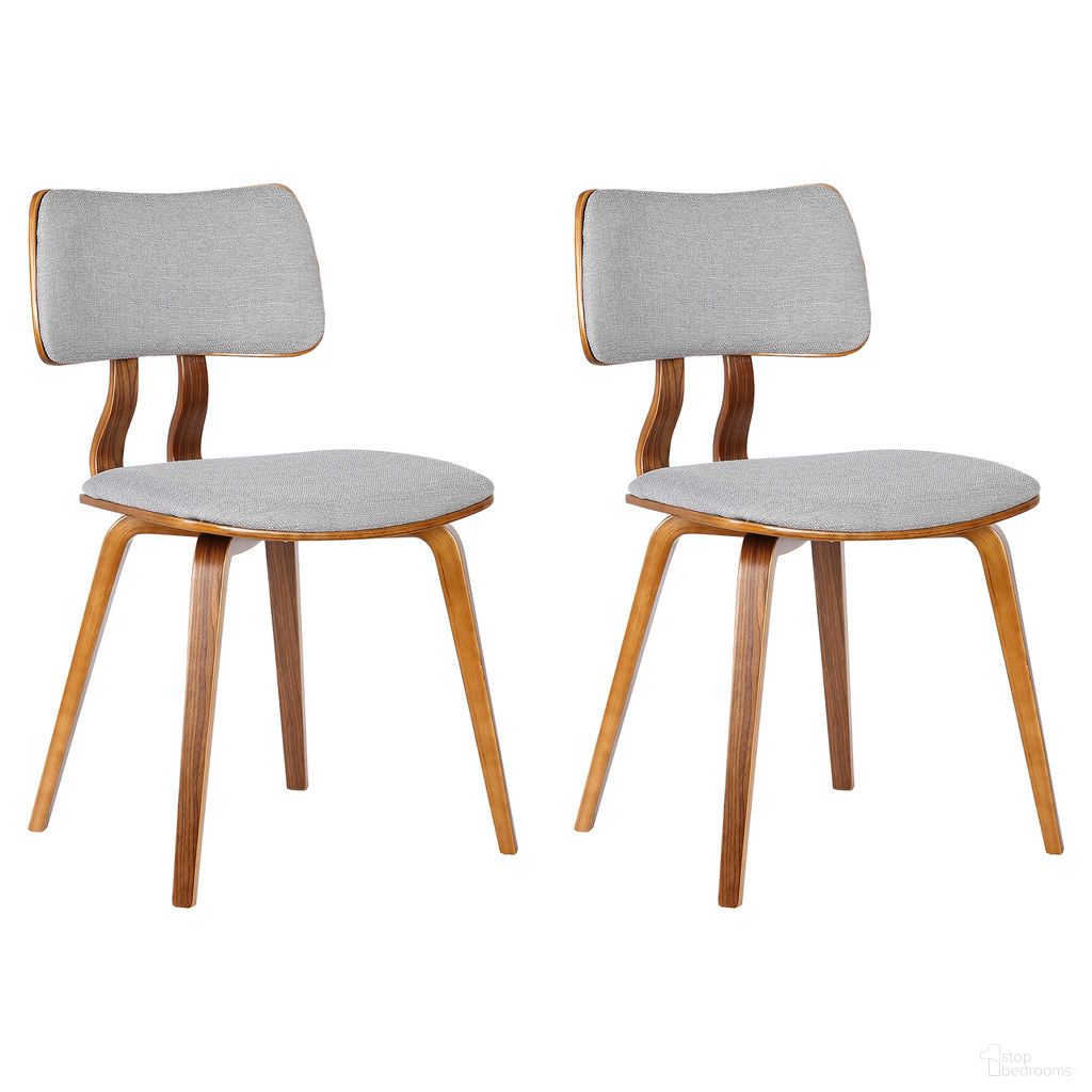 The appearance of Jaguar Dining Chair Set of 2 In Walnut and Grey designed by Armen Living in the transitional interior design. This walnut and grey piece of furniture was selected by 1StopBedrooms from Jaguar Collection to add a touch of cosiness and style into your home. Sku: LCJASIWAGRAY;LCJASIWAGRAY. Material: Fabric. Chair Type: Side Chair.