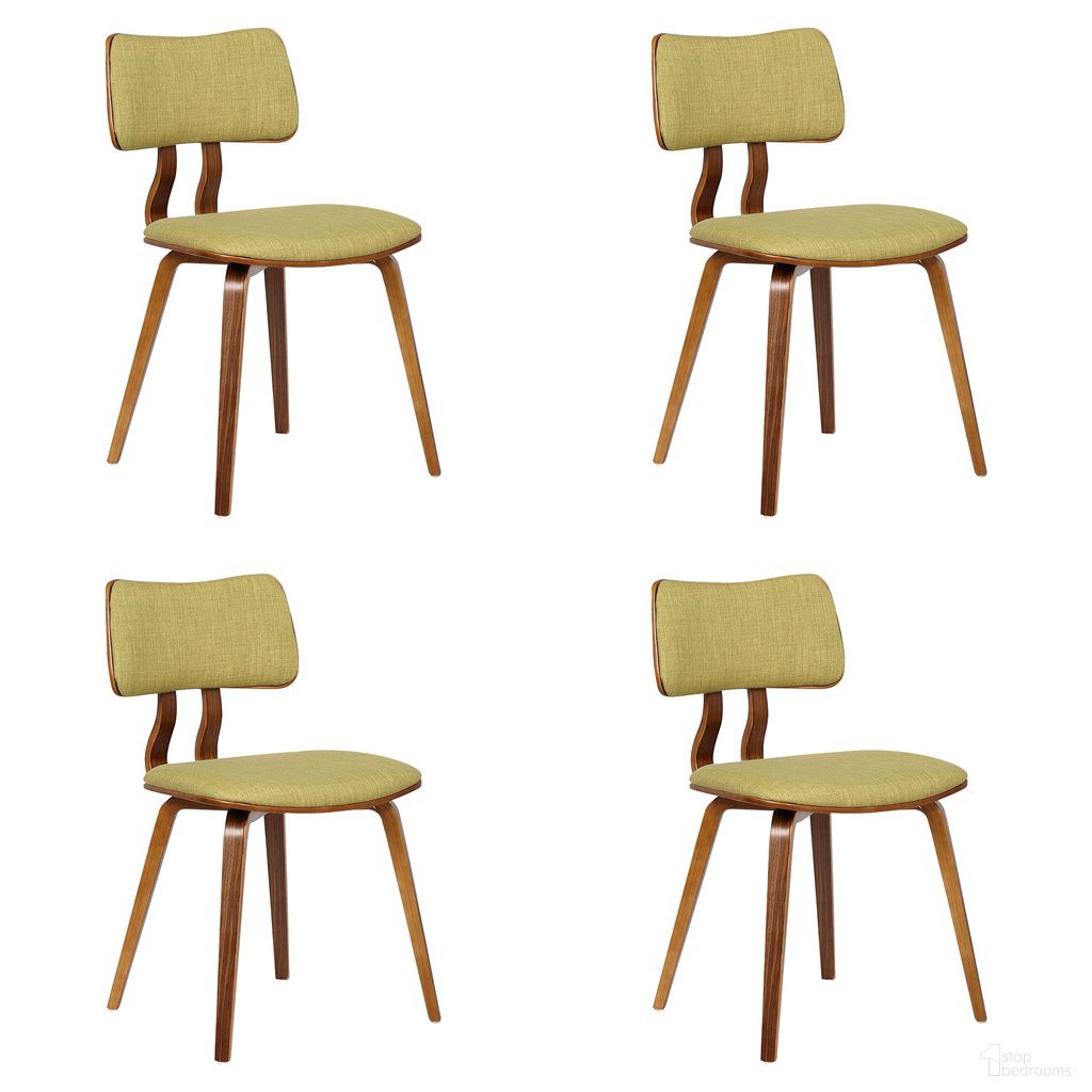 Jaguar Dining Chair Set of 4 In Walnut and Green