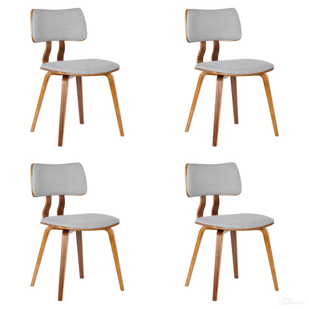 The appearance of Jaguar Dining Chair Set of 4 In Walnut and Grey designed by Armen Living in the transitional interior design. This walnut and grey piece of furniture was selected by 1StopBedrooms from Jaguar Collection to add a touch of cosiness and style into your home. Sku: LCJASIWAGRAY;LCJASIWAGRAY;LCJASIWAGRAY;LCJASIWAGRAY. Material: Fabric. Chair Type: Side Chair.