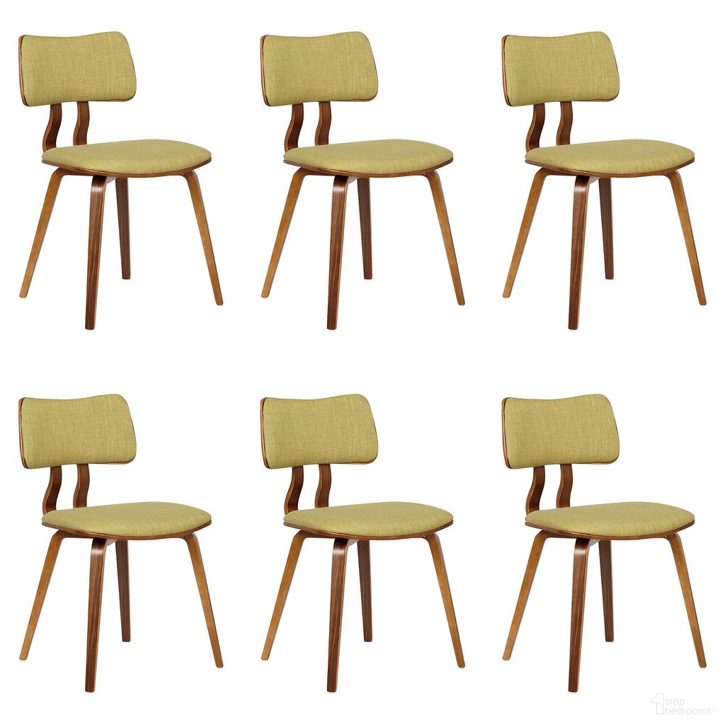 Jaguar Dining Chair Set of 6 In Walnut and Green