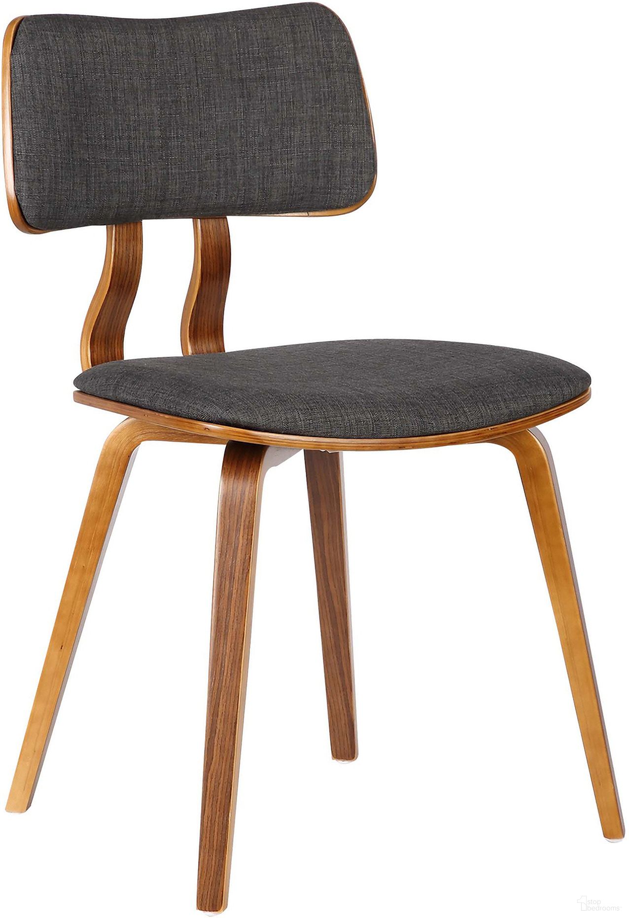 The appearance of Jaguar Mid-Century Dining Chair In Walnut Wood and Charcoal Fabric designed by Armen Living in the transitional interior design. This charcoal piece of furniture was selected by 1StopBedrooms from Jaguar Collection to add a touch of cosiness and style into your home. Sku: LCJASIWACH. Material: Wood. Chair Type: Side Chair.