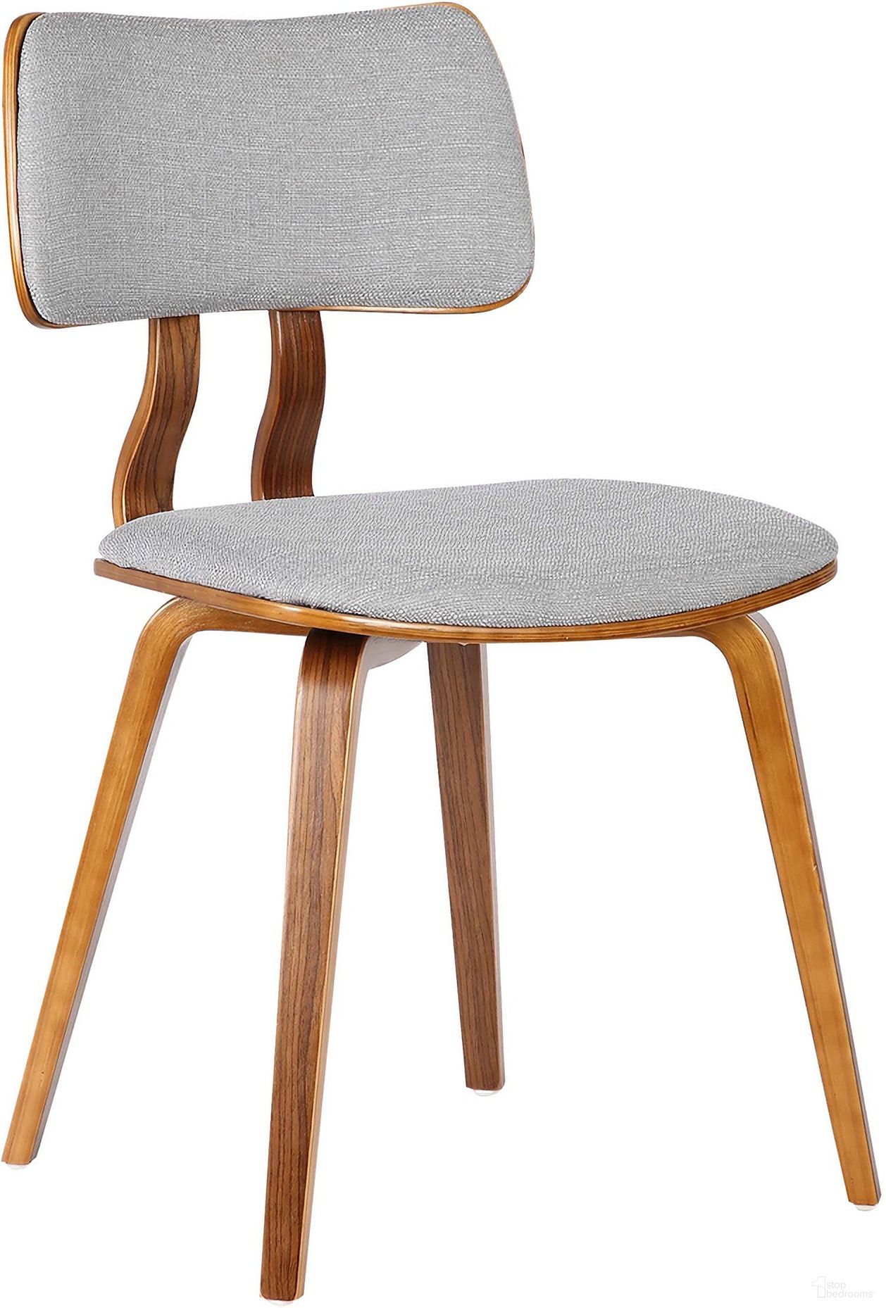 The appearance of Jaguar Mid-Century Dining Chair In Walnut Wood and Gray Fabric designed by Armen Living in the transitional interior design. This gray piece of furniture was selected by 1StopBedrooms from Jaguar Collection to add a touch of cosiness and style into your home. Sku: LCJASIWAGRAY. Material: Wood. Chair Type: Side Chair.