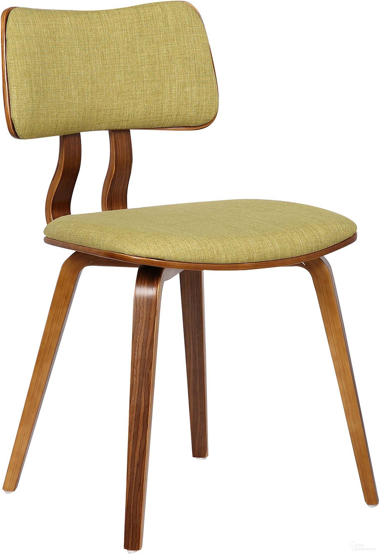 Jaguar Mid-Century Dining Chair In Walnut Wood and Green Fabric