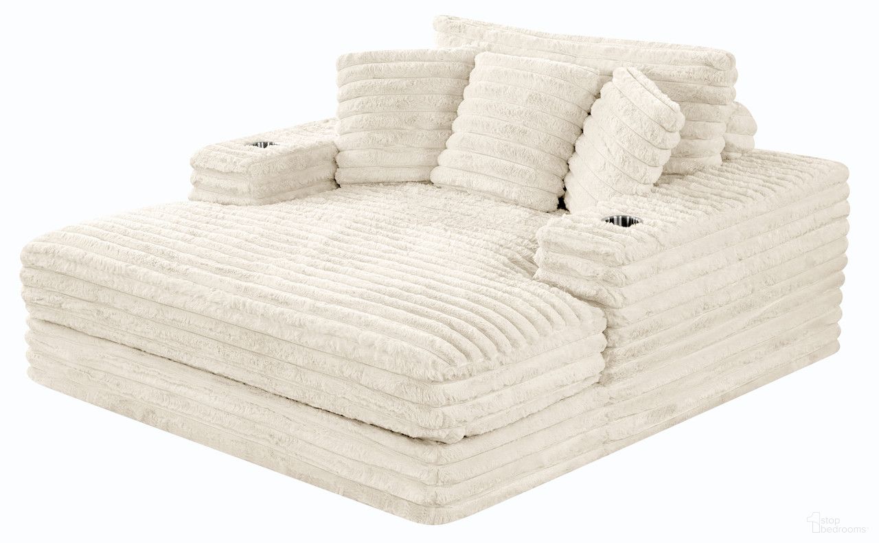 The appearance of Jake New Big Chaise with Pillows In Beige designed by Best Quality Furniture in the glam interior design. This beige piece of furniture was selected by 1StopBedrooms from Jake Collection to add a touch of cosiness and style into your home. Sku: S833. Material: Faux Fur.