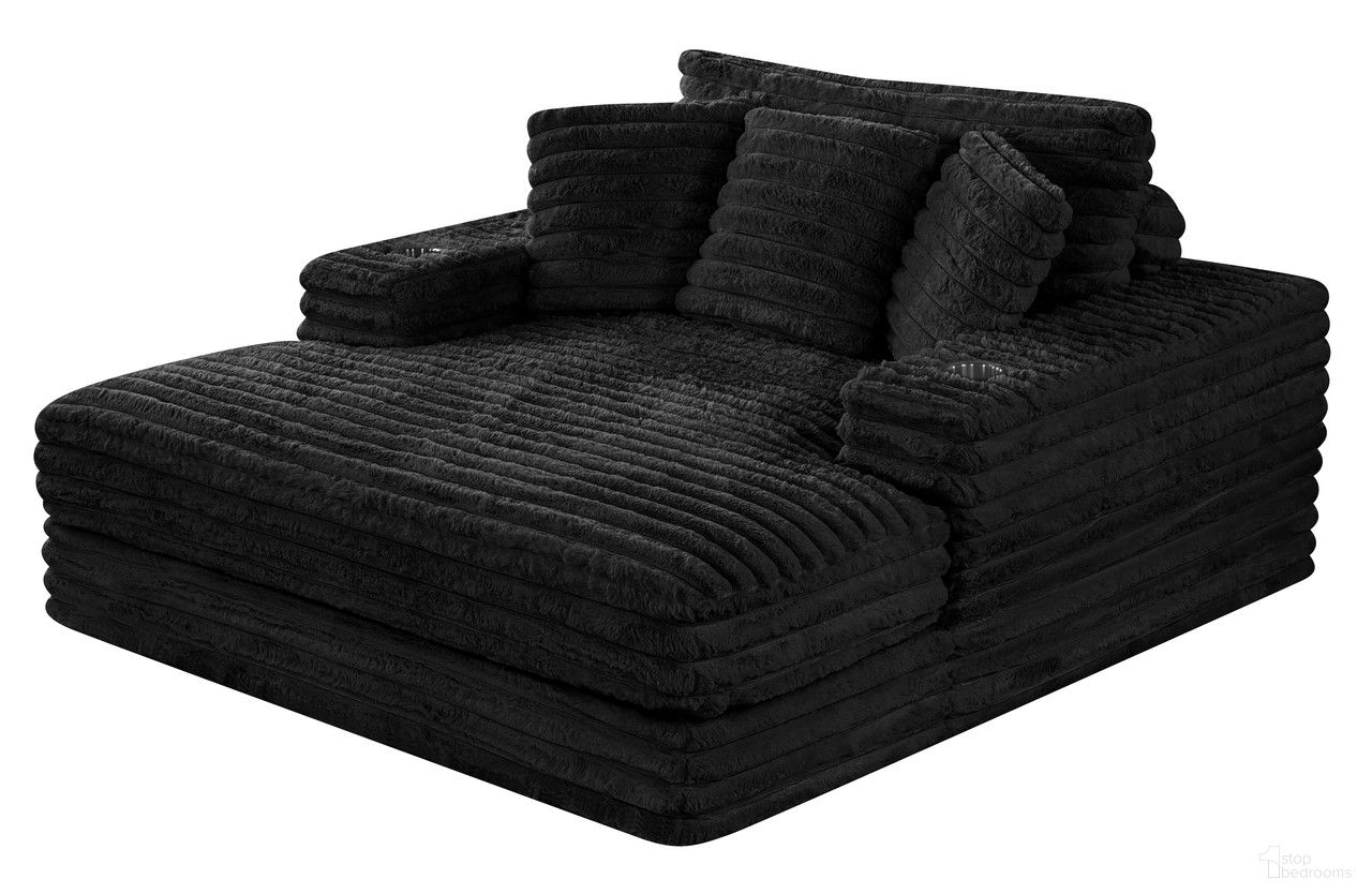 The appearance of Jake New Big Chaise with Pillows In Black designed by Best Quality Furniture in the glam interior design. This black piece of furniture  was selected by 1StopBedrooms from Jake Collection to add a touch of cosiness and style into your home. Sku: S832. Material: Faux Fur.