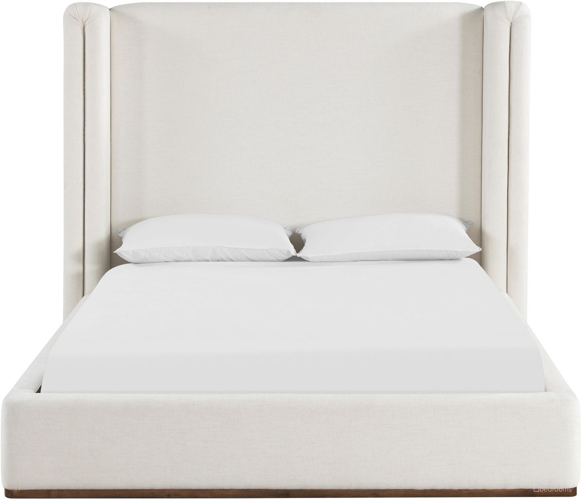 Jakes Corner Linen Textured Fabric Upholstered Queen Bed In Cream
