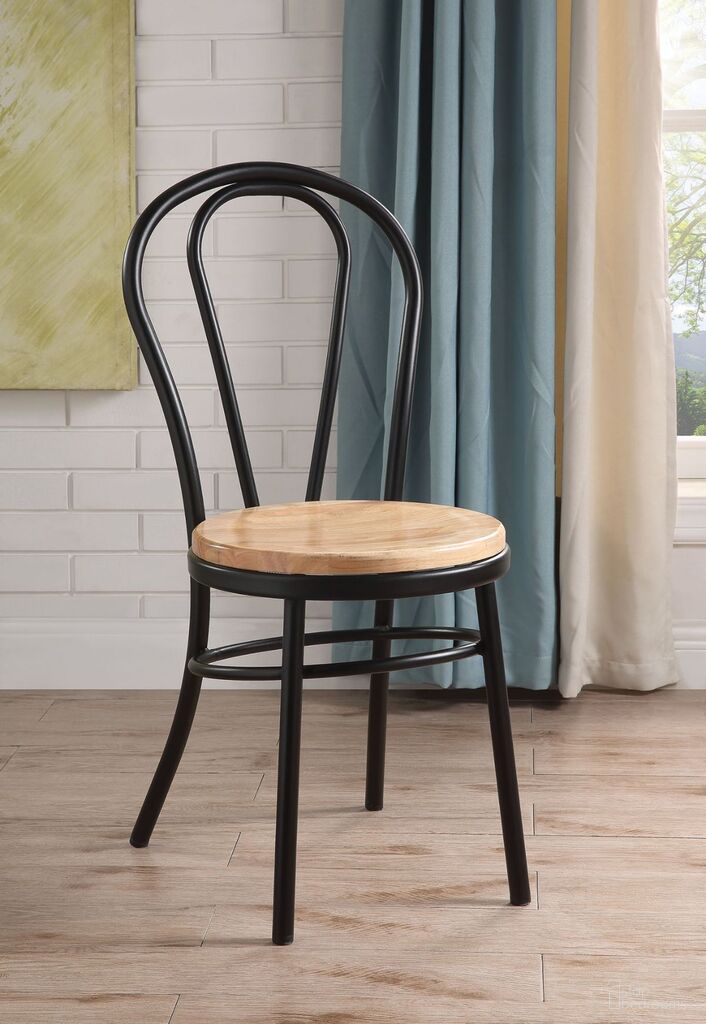 The appearance of Jakia Black and Natural Side Chair Set of 2 designed by ACME in the transitional interior design. This black piece of furniture was selected by 1StopBedrooms from Jakia Collection to add a touch of cosiness and style into your home. Sku: 96815. Material: Metal. Chair Type: Side Chair.