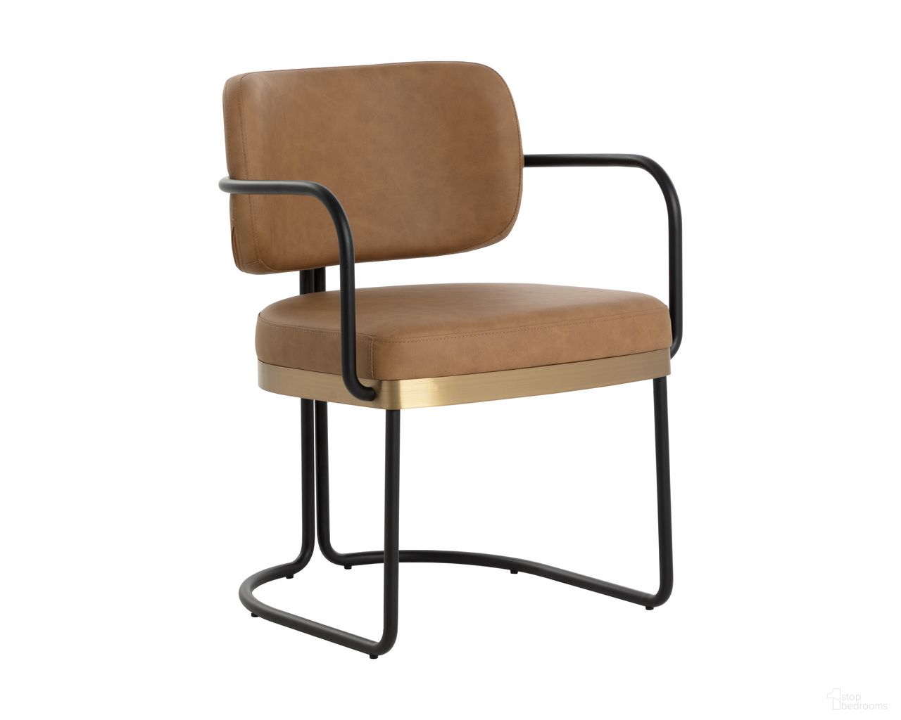 Jalen Dining Armchair In Milliken Cognac
