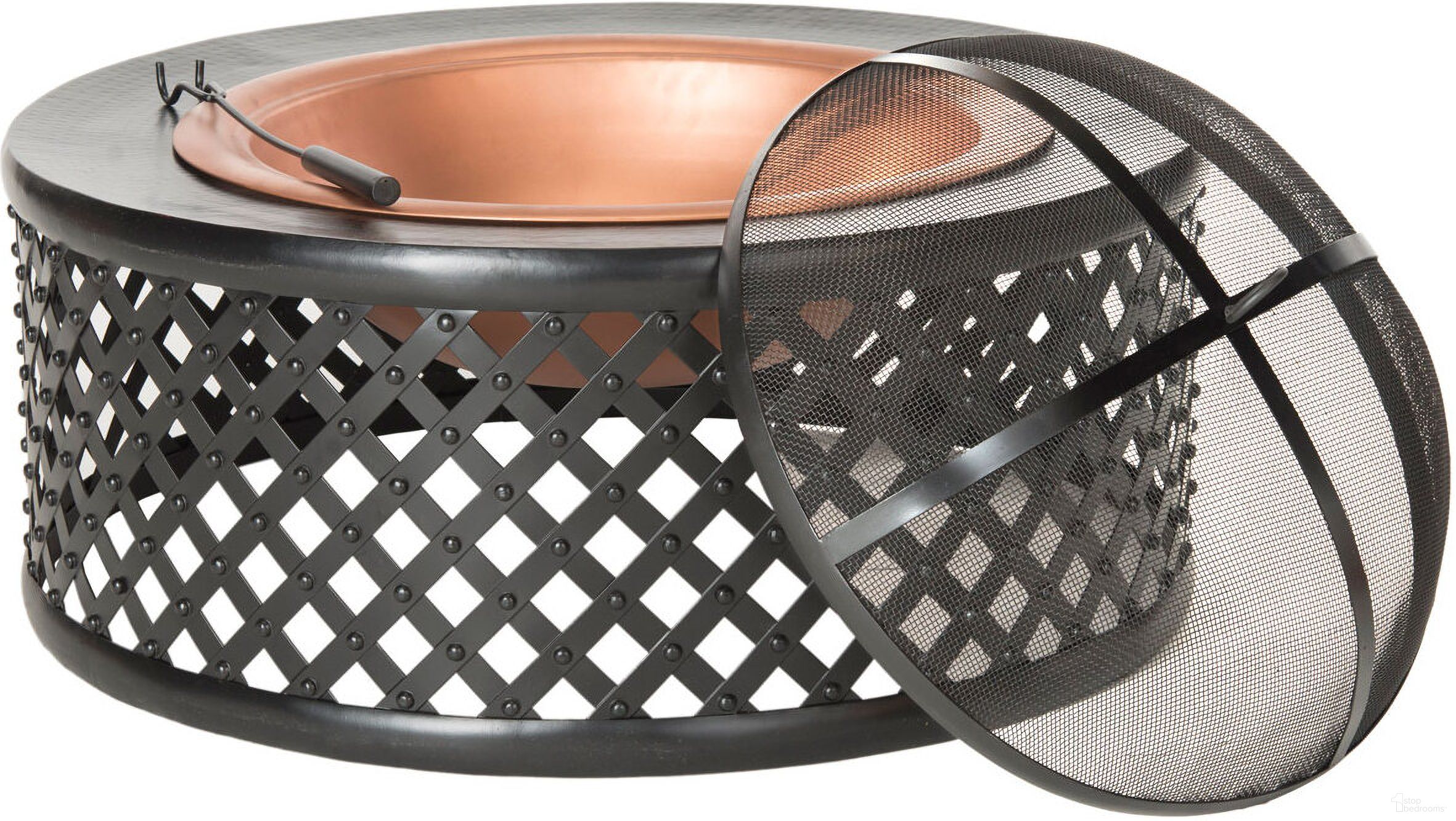 The appearance of Jamaica Copper and Black Fire Pit designed by Safavieh in the country / farmhouse interior design. This black and copper piece of furniture  was selected by 1StopBedrooms from Safavieh PIT Collection to add a touch of cosiness and style into your home. Sku: PIT1007A. Material: Steel.