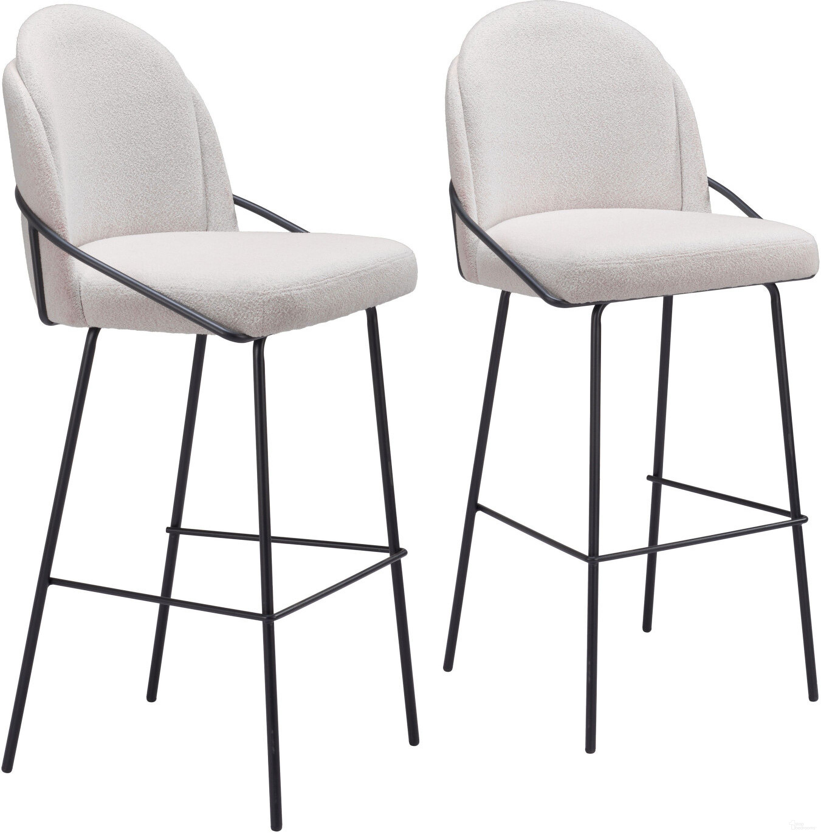 The appearance of Jambi Barstool Set of 2 In Ivory designed by Zuo Modern in the modern / contemporary interior design. This ivory piece of furniture was selected by 1StopBedrooms from Jambi Collection to add a touch of cosiness and style into your home. Sku: 109969. Material: Steel.