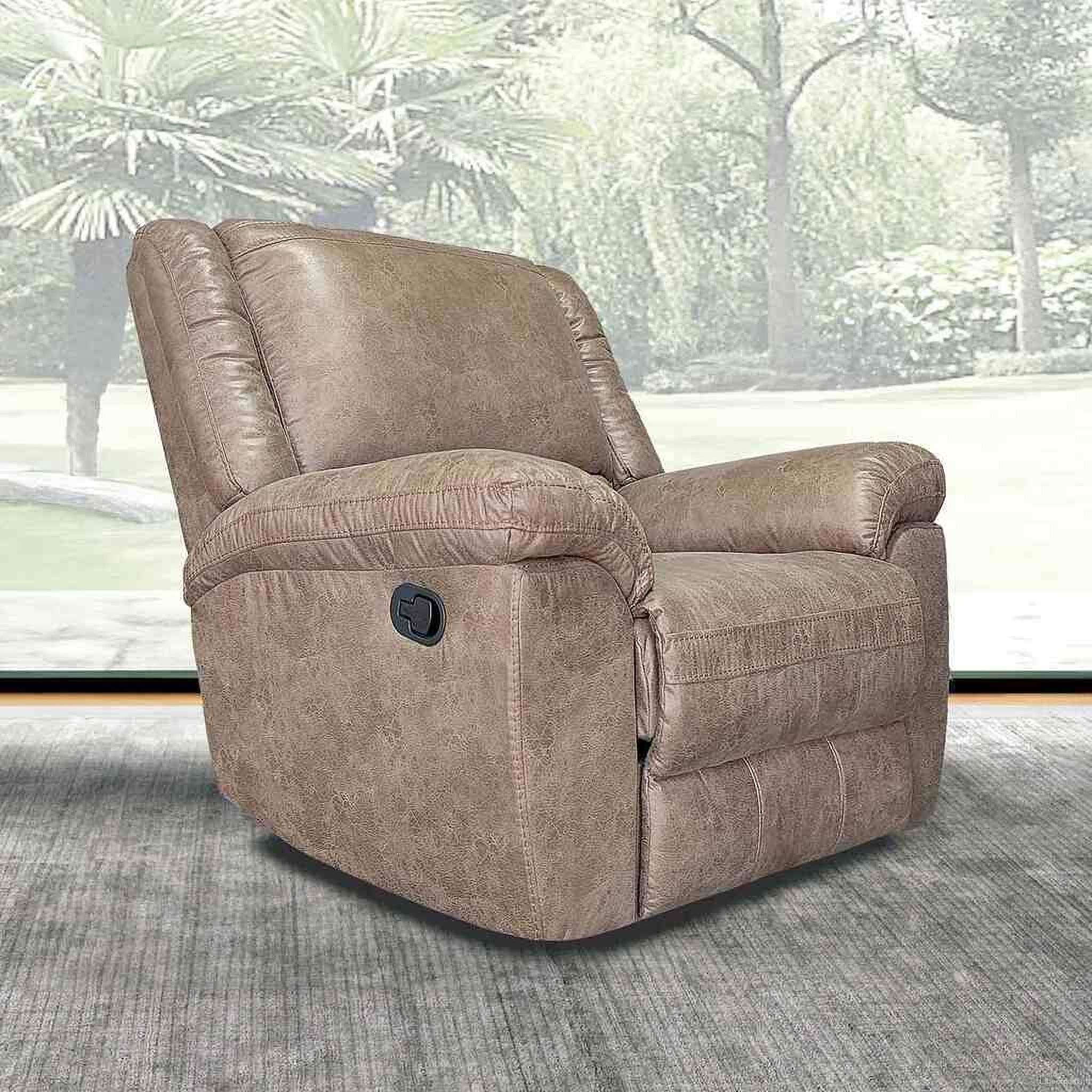 The appearance of Jambi Rocker Recliner In Brown designed by Furniture of America in the transitional interior design. This brown piece of furniture was selected by 1StopBedrooms from Jambi Collection to add a touch of cosiness and style into your home. Sku: NX6011BR-CH. Material: Leather.