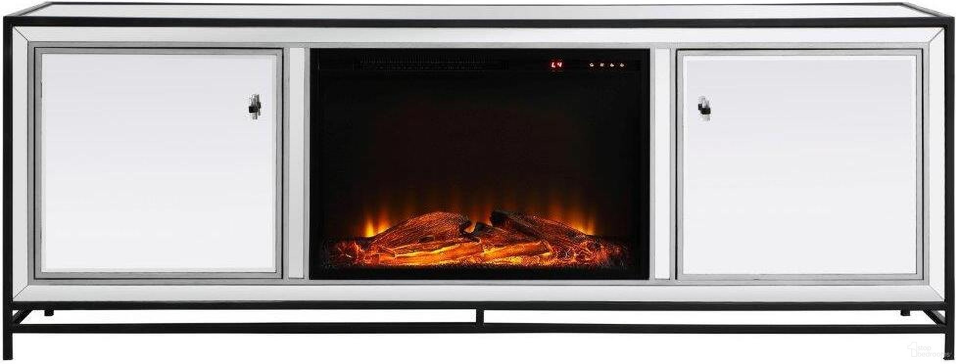 The appearance of James 72 Inch Mirrored Tv Stand With Wood Fireplace In Black designed by Elegant Lighting in the transitional interior design. This black piece of furniture  was selected by 1StopBedrooms from James Collection to add a touch of cosiness and style into your home. Sku: MF70172BK-F1. Material: Metal.