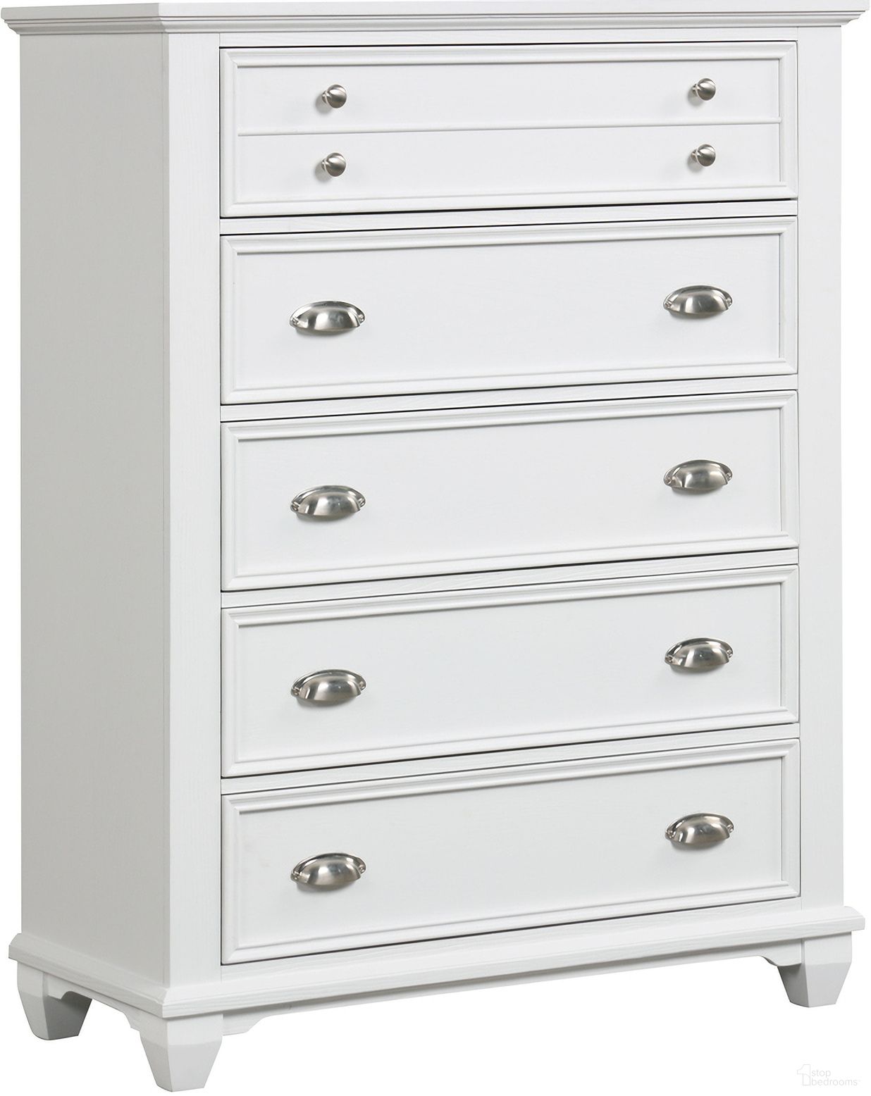 The appearance of Jamestown Chest In White designed by New Classic in the traditional interior design. This white piece of furniture was selected by 1StopBedrooms from Jamestown Collection to add a touch of cosiness and style into your home. Sku: B2118-070. Material: Wood.