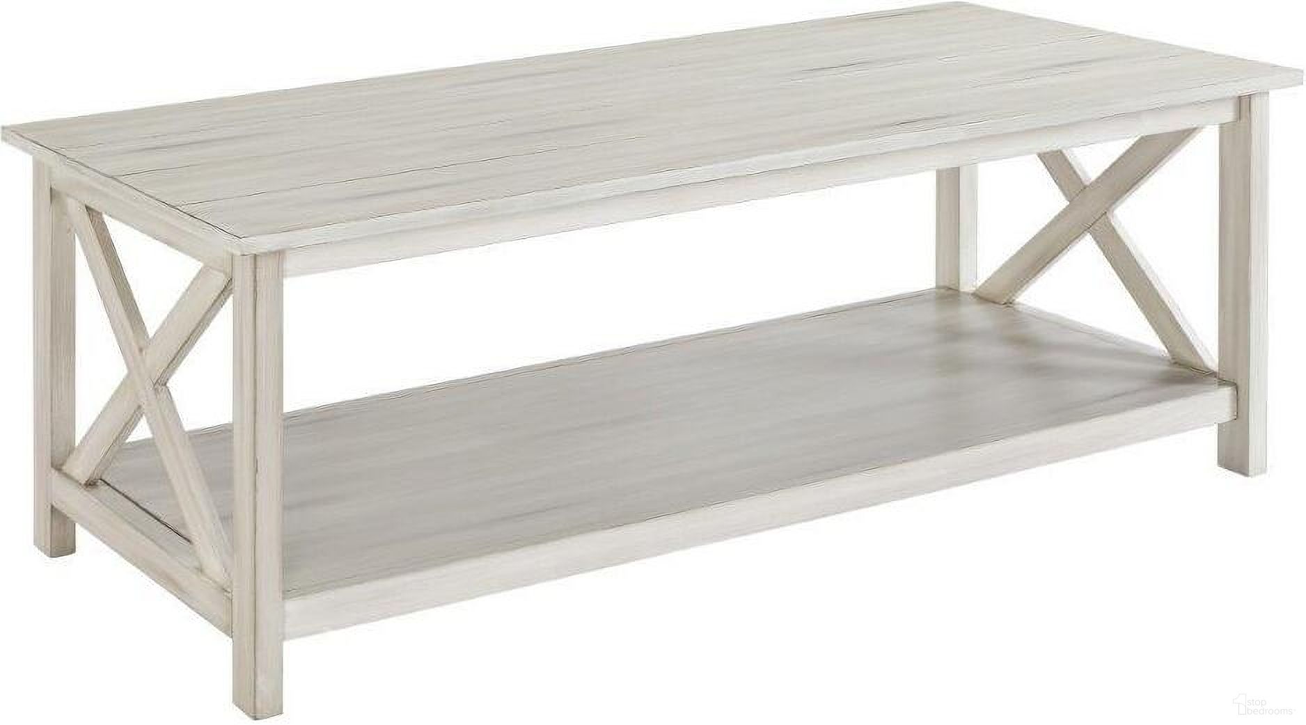 The appearance of Jamestown Coffee Table In Antique White designed by Boraam Industries in the country / farmhouse interior design. This antique white piece of furniture was selected by 1StopBedrooms from Jamestown Collection to add a touch of cosiness and style into your home. Sku: 77409. Material: Wood.
