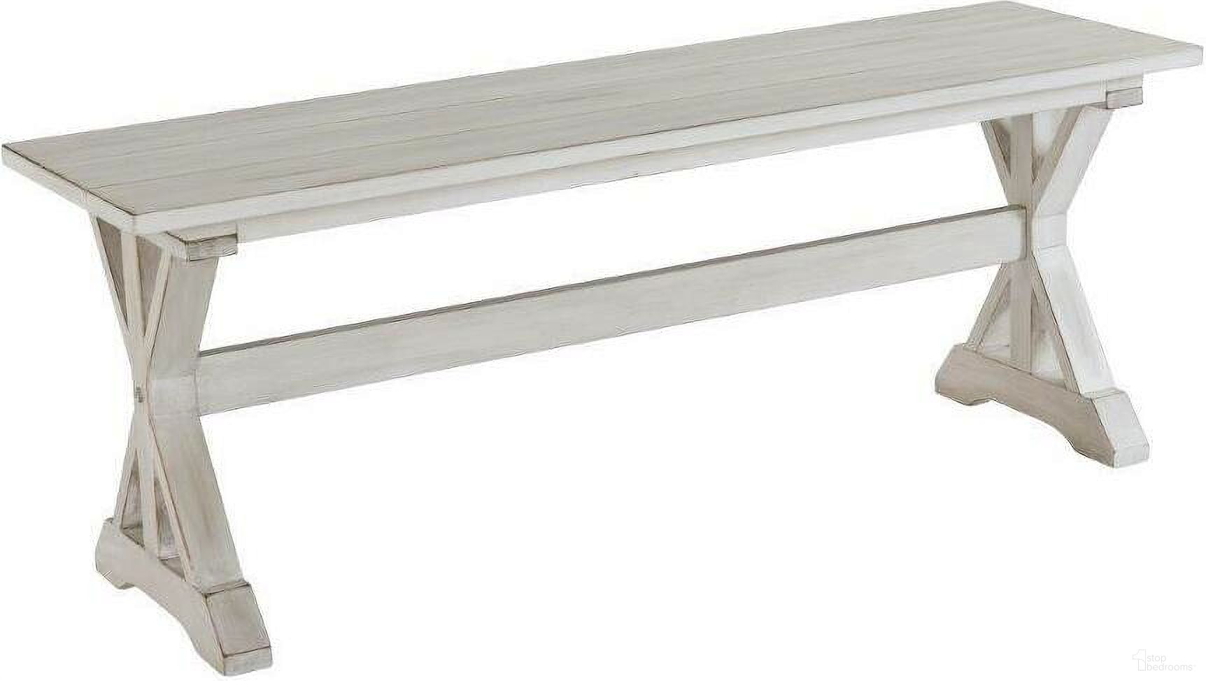 The appearance of Jamestown Dining Bench In Antique White designed by Boraam Industries in the country / farmhouse interior design. This antique white piece of furniture was selected by 1StopBedrooms from Jamestown Collection to add a touch of cosiness and style into your home. Sku: 77404. Material: Wood.