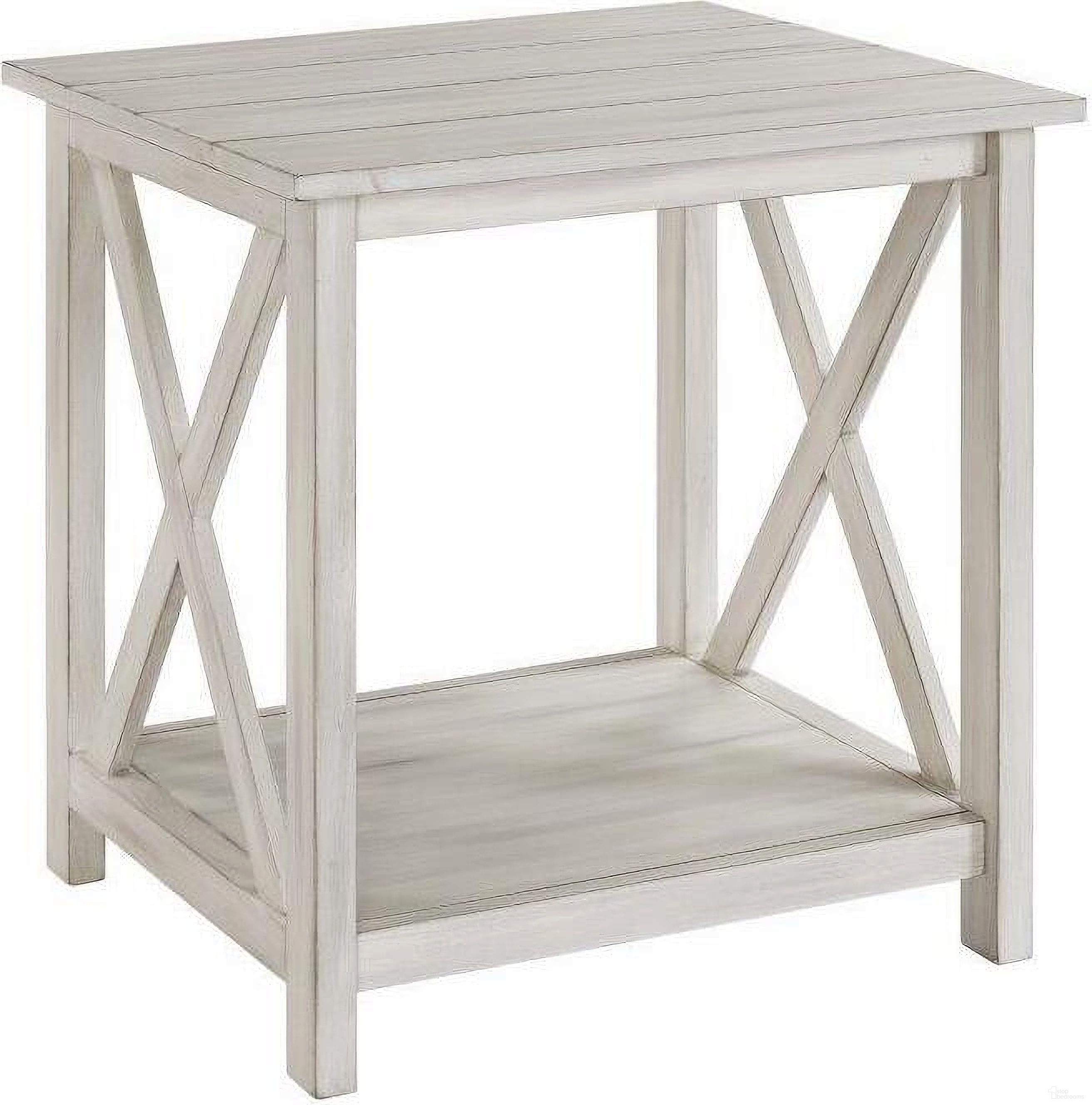 The appearance of Jamestown End Table In Antique White designed by Boraam Industries in the country / farmhouse interior design. This antique white piece of furniture was selected by 1StopBedrooms from Jamestown Collection to add a touch of cosiness and style into your home. Sku: 77410. Material: Wood.