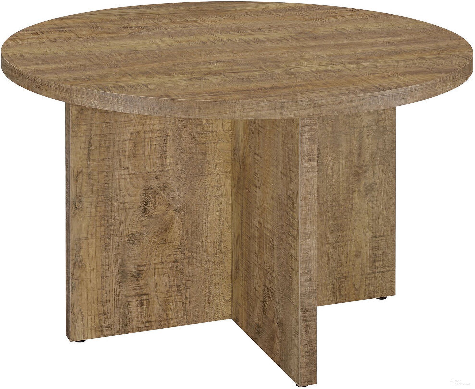 The appearance of Jamestown Round Engineered Wood Dining Table with Decorative Laminate Mango Brown designed by Coaster in the country / farmhouse interior design. This mango piece of furniture  was selected by 1StopBedrooms from Jamestown Collection to add a touch of cosiness and style into your home. Sku: 183021. Table Base Style: Pedestal. Table Top Shape: Round. Material: Wood. Size: 47" x 47".