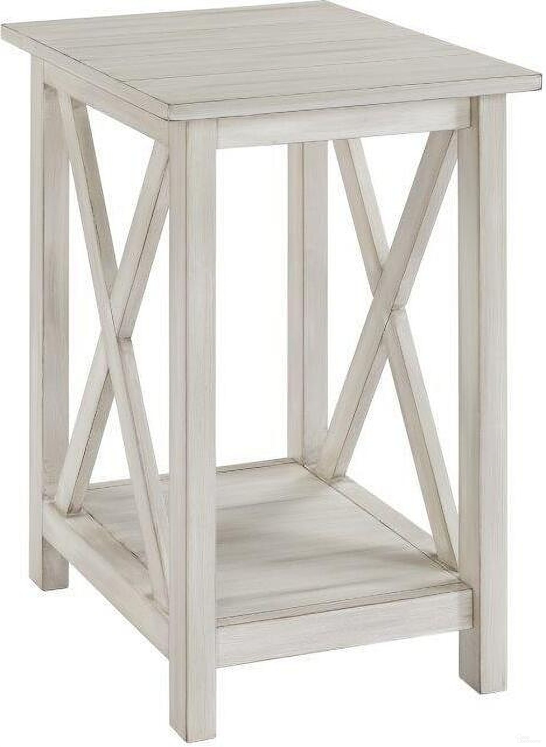 The appearance of Jamestown Side Table In Antique White designed by Boraam Industries in the rustic / southwestern interior design. This antique white piece of furniture was selected by 1StopBedrooms from Jamestown Collection to add a touch of cosiness and style into your home. Sku: 77408. Material: Wood.