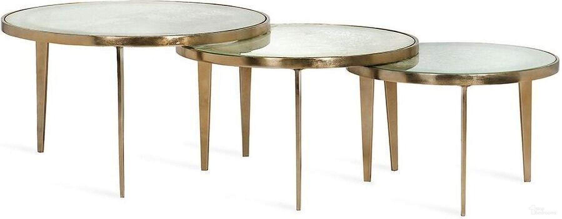 The appearance of Jan Circular Bunching Tables In Champagne and Gray designed by Interlude Home in the modern / contemporary interior design. This champagne and gray piece of furniture was selected by 1StopBedrooms from Jan Collection to add a touch of cosiness and style into your home. Sku: 118169. Material: Aluminum.