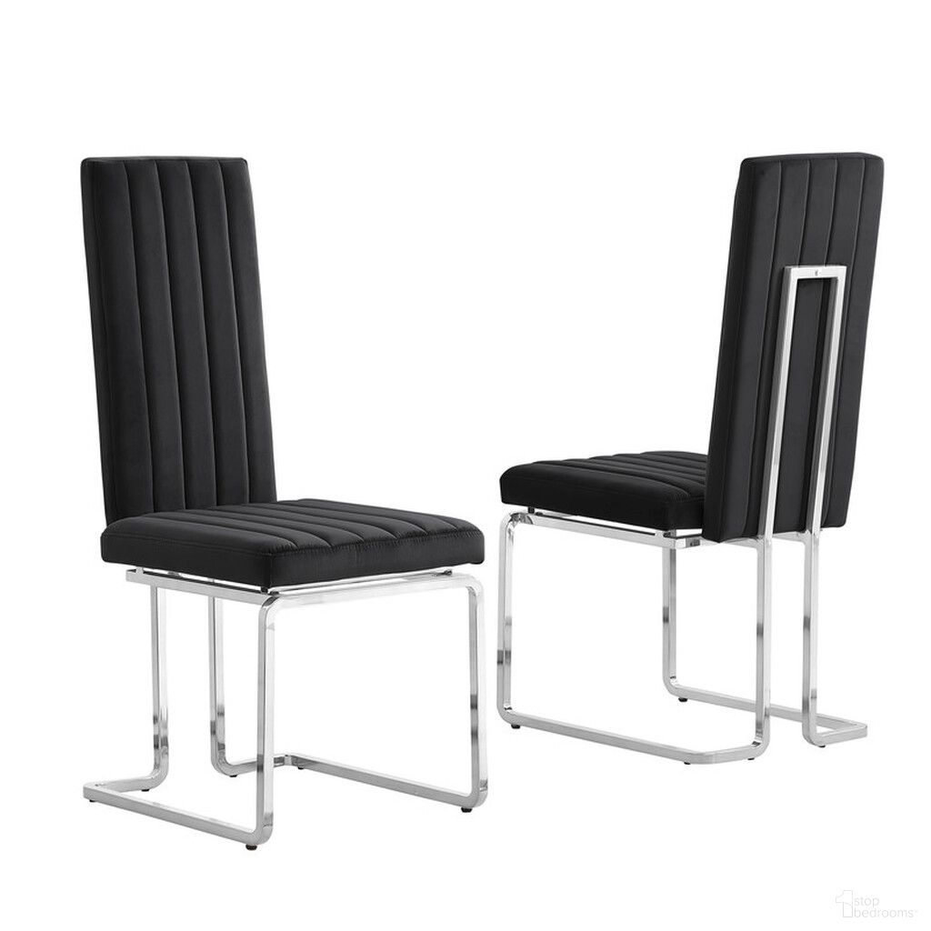 Jana Side Chairs Set of 2 In Black Velvet and Chrome
