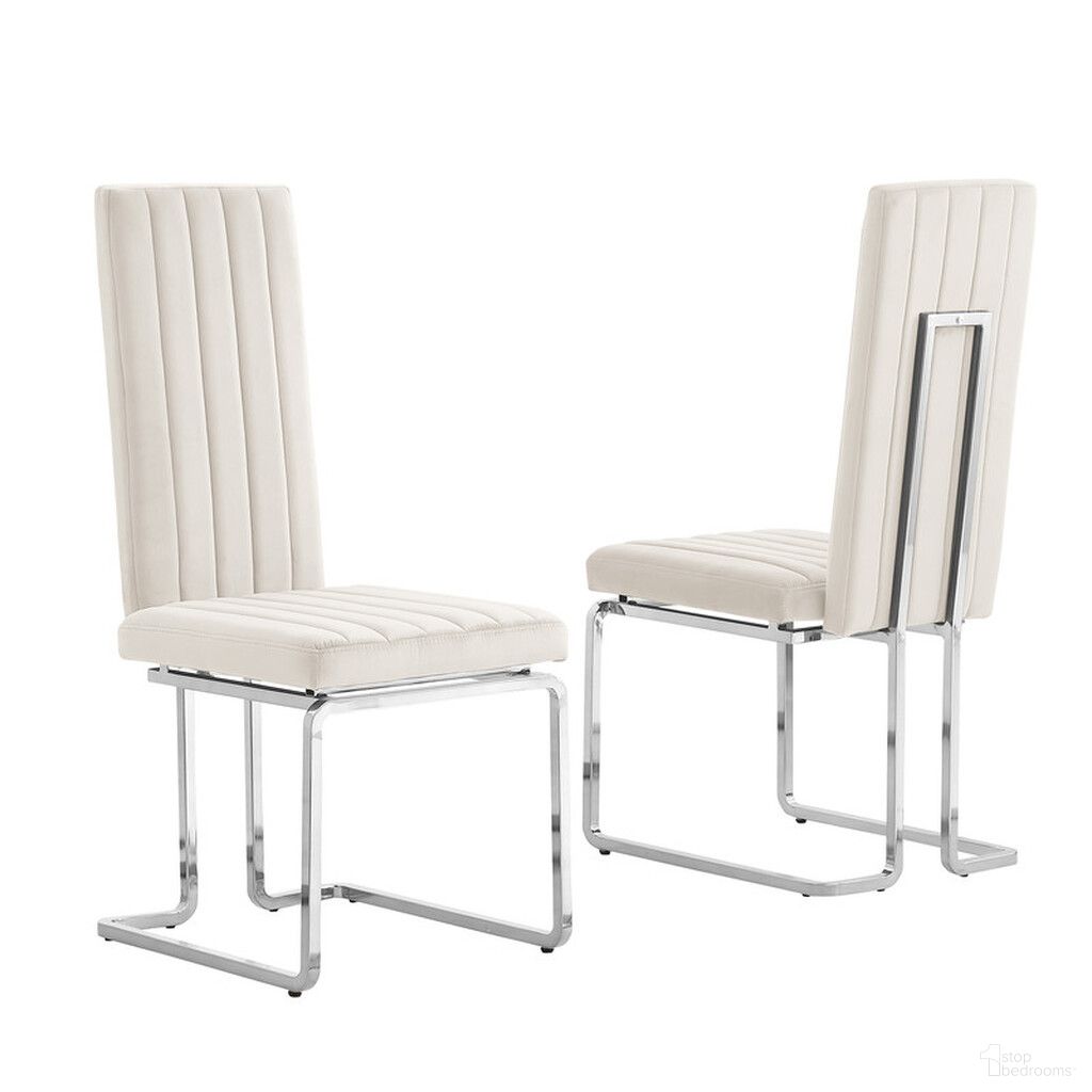 The appearance of Jana Side Chairs Set of 2 In Cream Velvet and Chrome designed by Best Quality Furniture in the modern / contemporary interior design. This cream/chrome piece of furniture was selected by 1StopBedrooms from Jana Collection to add a touch of cosiness and style into your home. Sku: SC343. Material: Velvet. Chair Type: Side Chair.