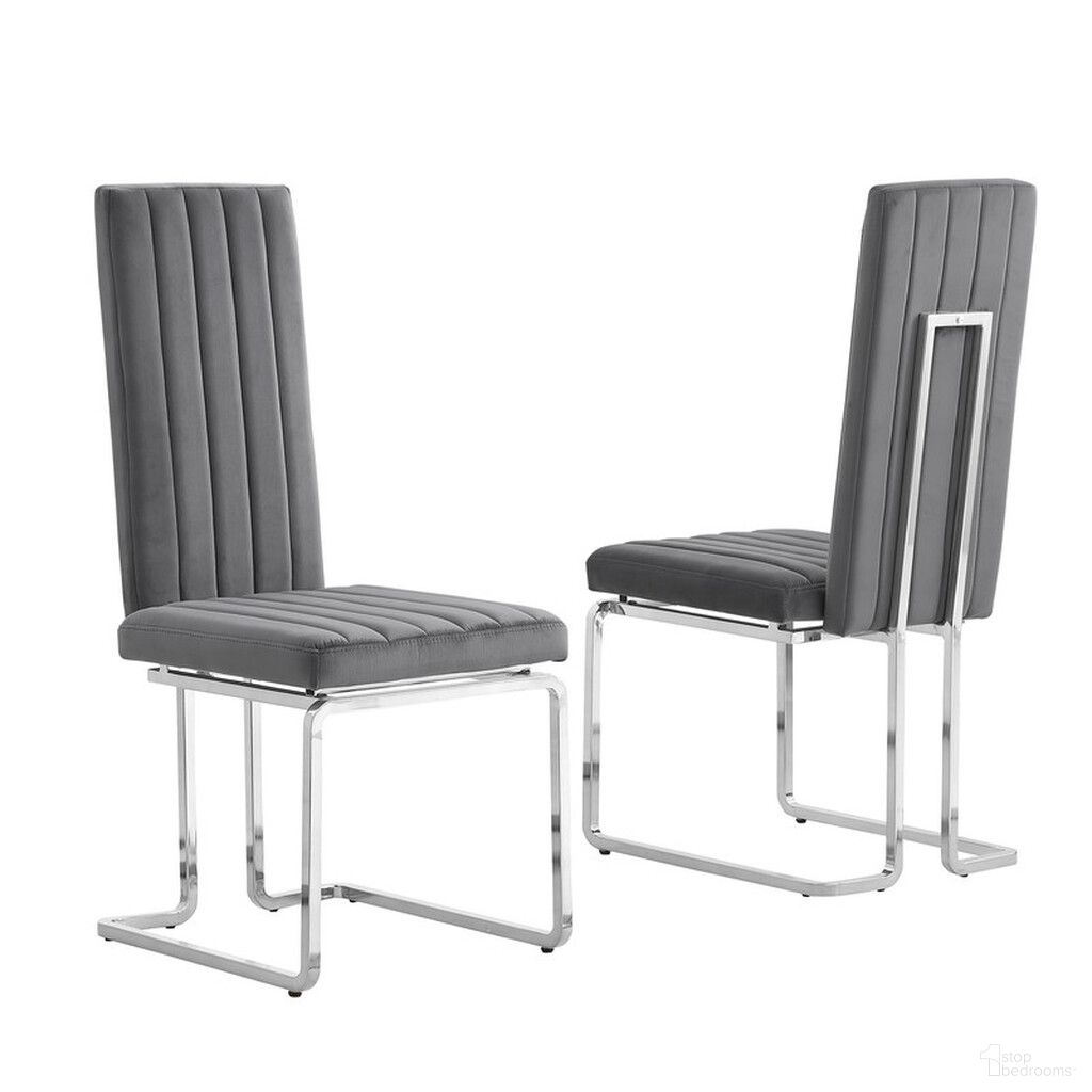 The appearance of Jana Side Chairs Set of 2 In Dark Gray Velvet and Chrome designed by Best Quality Furniture in the modern / contemporary interior design. This dark gray and chrome piece of furniture  was selected by 1StopBedrooms from Jana Collection to add a touch of cosiness and style into your home. Sku: SC340. Material: Velvet. Chair Type: Side Chair.