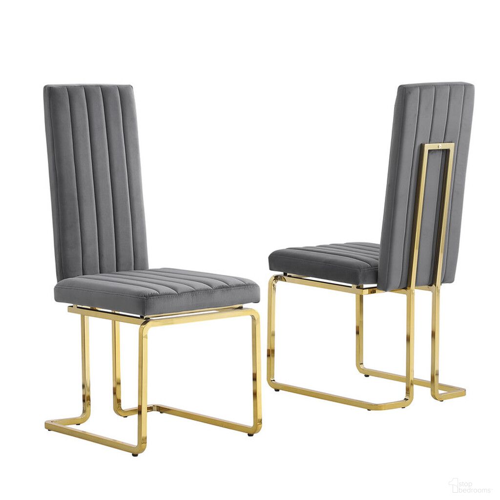 The appearance of Jana Side Chairs Set of 2 In Dark Gray Velvet and Gold Chrome designed by Best Quality Furniture in the modern / contemporary interior design. This dark gray/gold piece of furniture was selected by 1StopBedrooms from Jana Collection to add a touch of cosiness and style into your home. Sku: SC344. Material: Velvet. Chair Type: Side Chair.