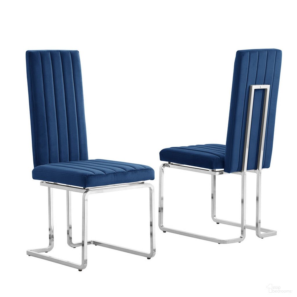 The appearance of Jana Side Chairs Set of 2 In Navy Blue Velvet and Chrome designed by Best Quality Furniture in the modern / contemporary interior design. This navy blue and chrome piece of furniture was selected by 1StopBedrooms from Jana Collection to add a touch of cosiness and style into your home. Sku: SC341. Material: Velvet. Chair Type: Side Chair.