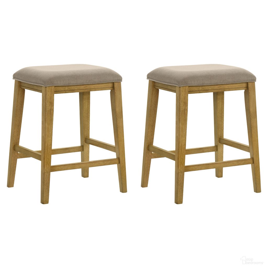 Jane Counter Height Bar Stool Set of 2 In Amber Glow and Taupe